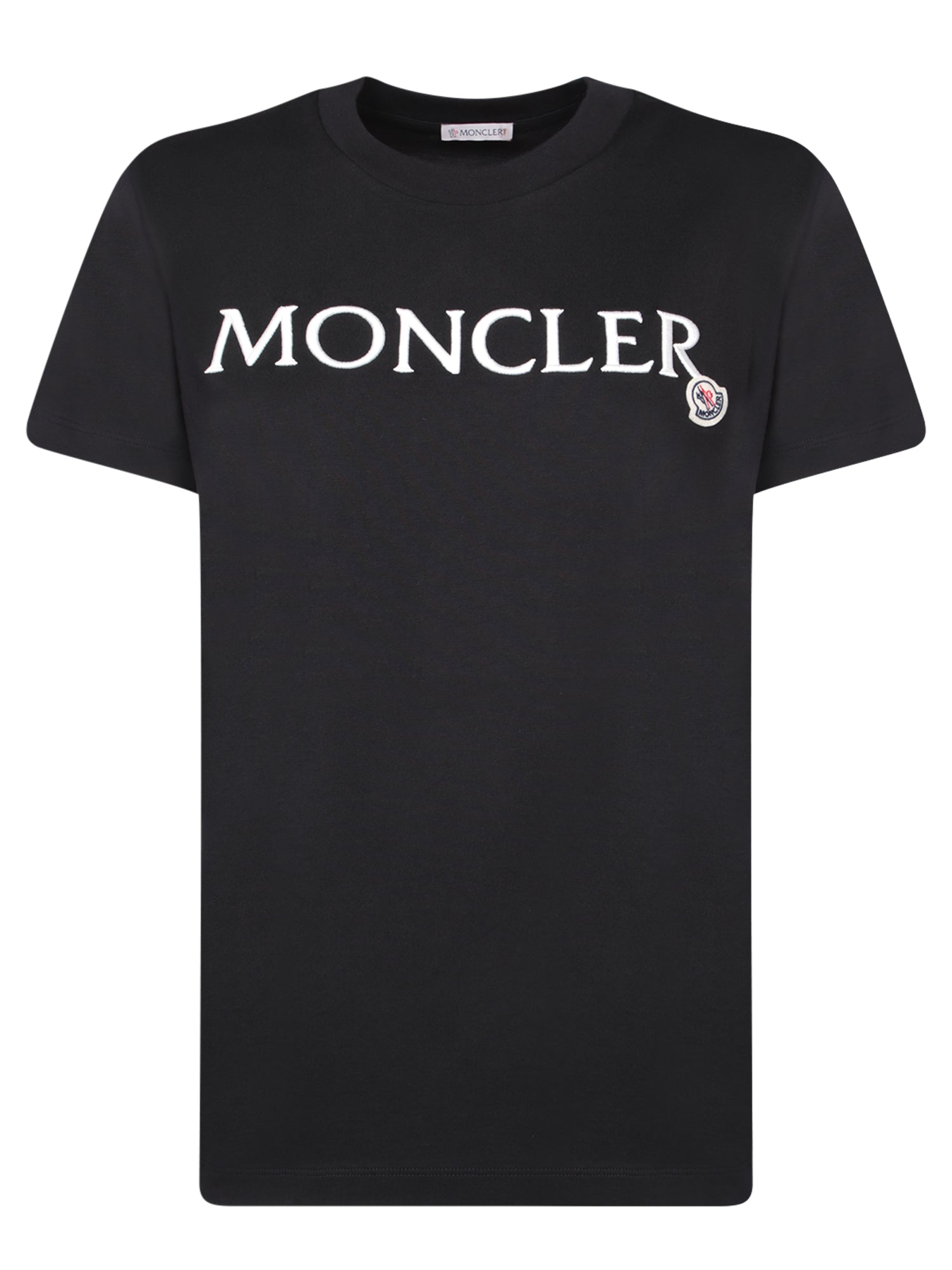 MONCLER 블랙 코튼 로고 티셔츠