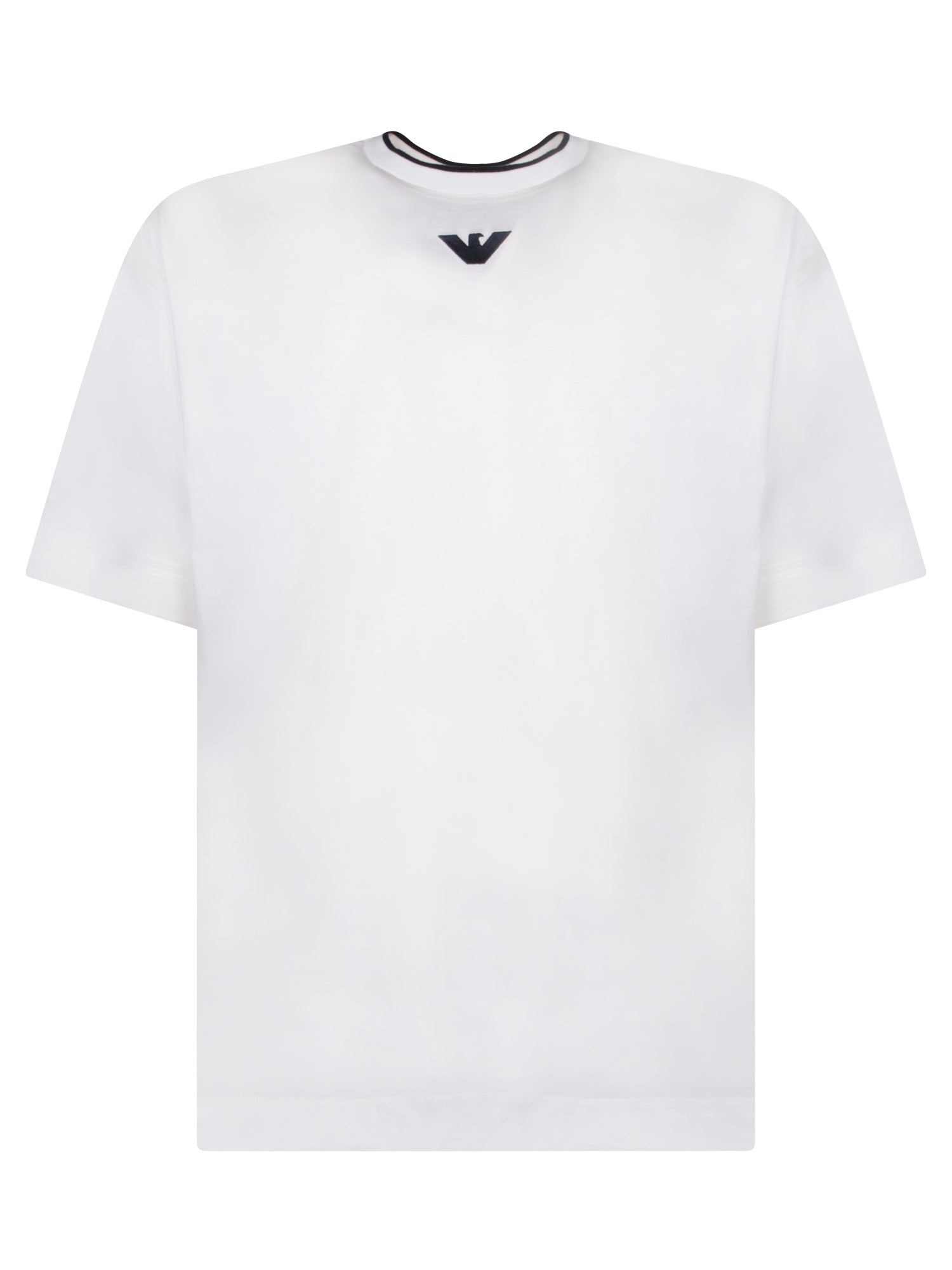 EMPORIO ARMANI 마이크로 로고 화이트 티셔츠
