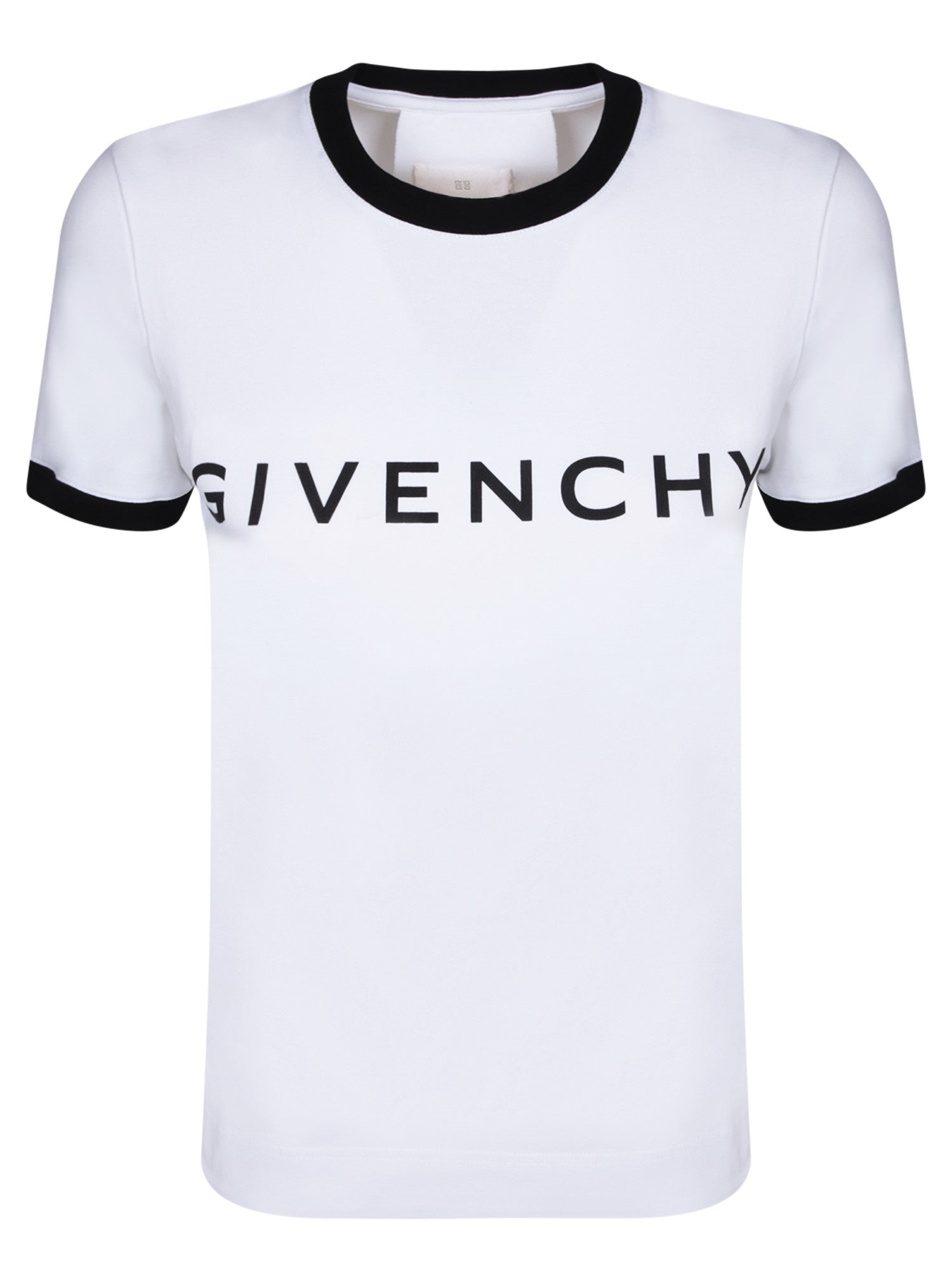 GIVENCHY Ringer 로고 코튼 티셔츠 화이트 블랙