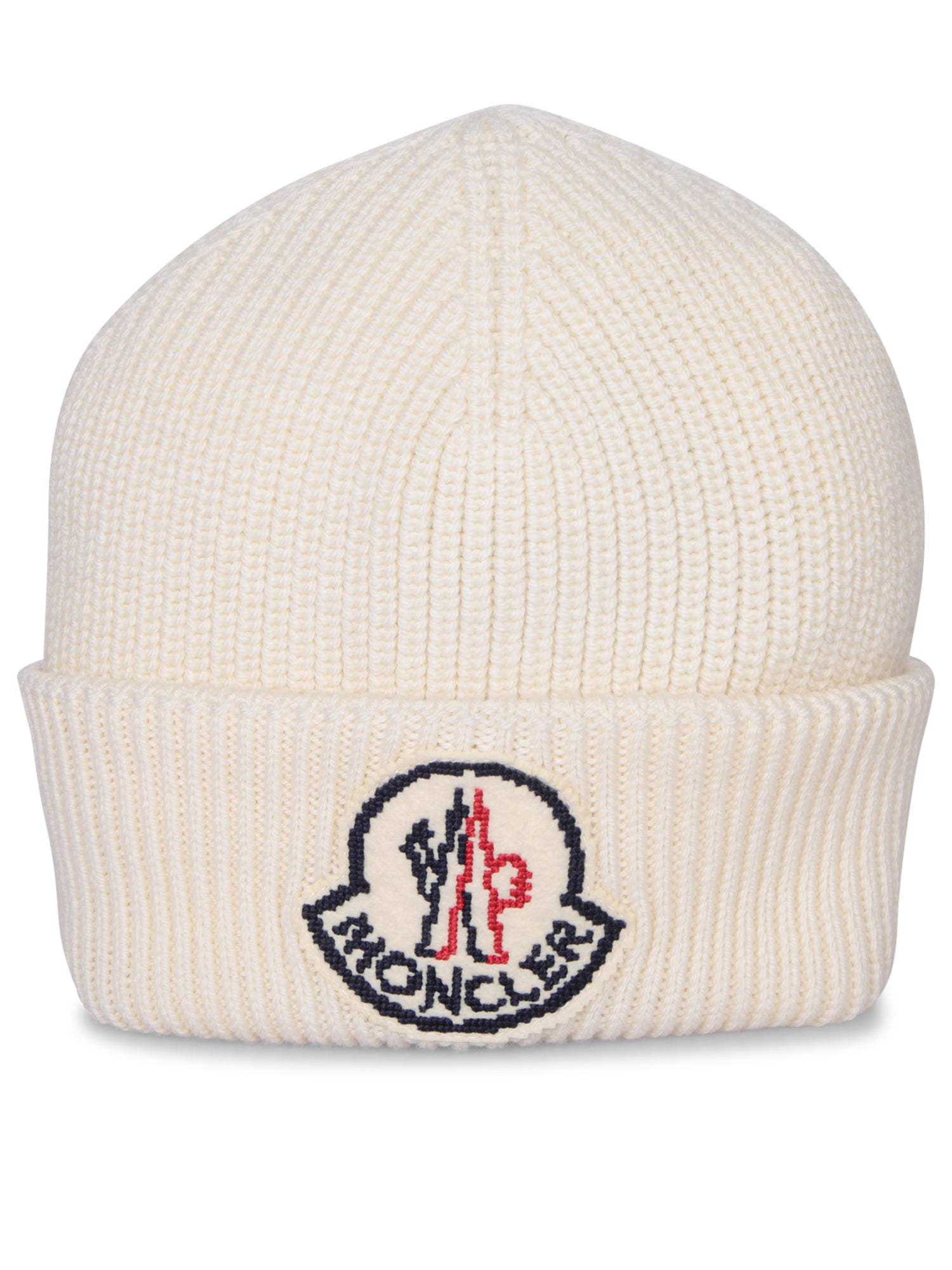 MONCLER 로고 비니 모자 화이트