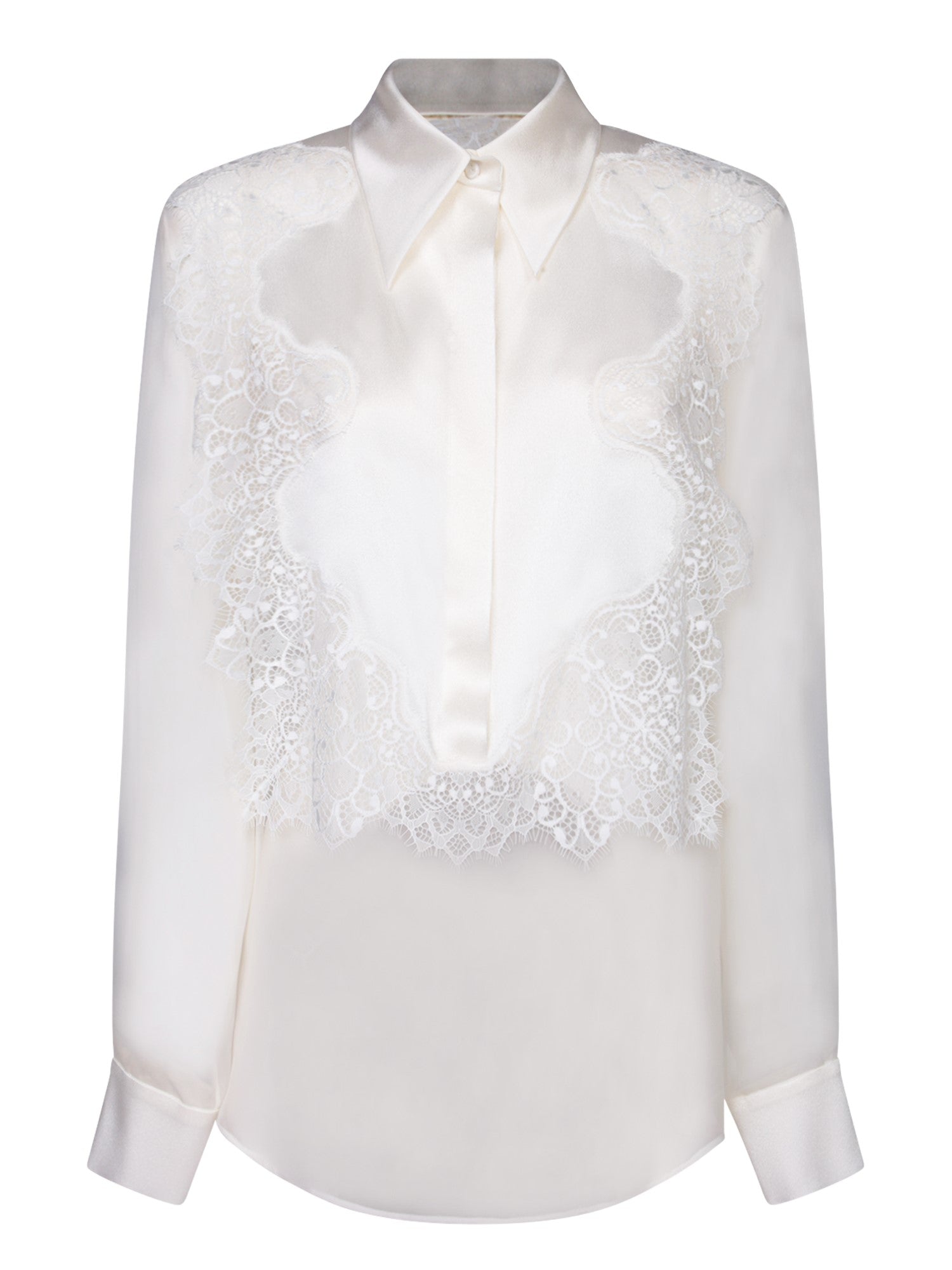 ALBERTA FERRETTI 화이트 레이스 시폰 셔츠