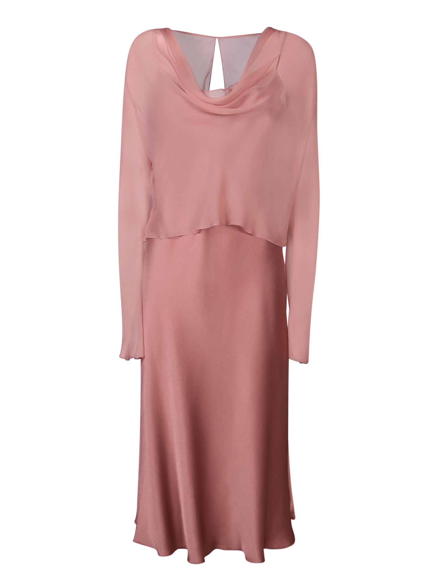 ALBERTA FERRETTI 핑크 샤틴 미디 드레스