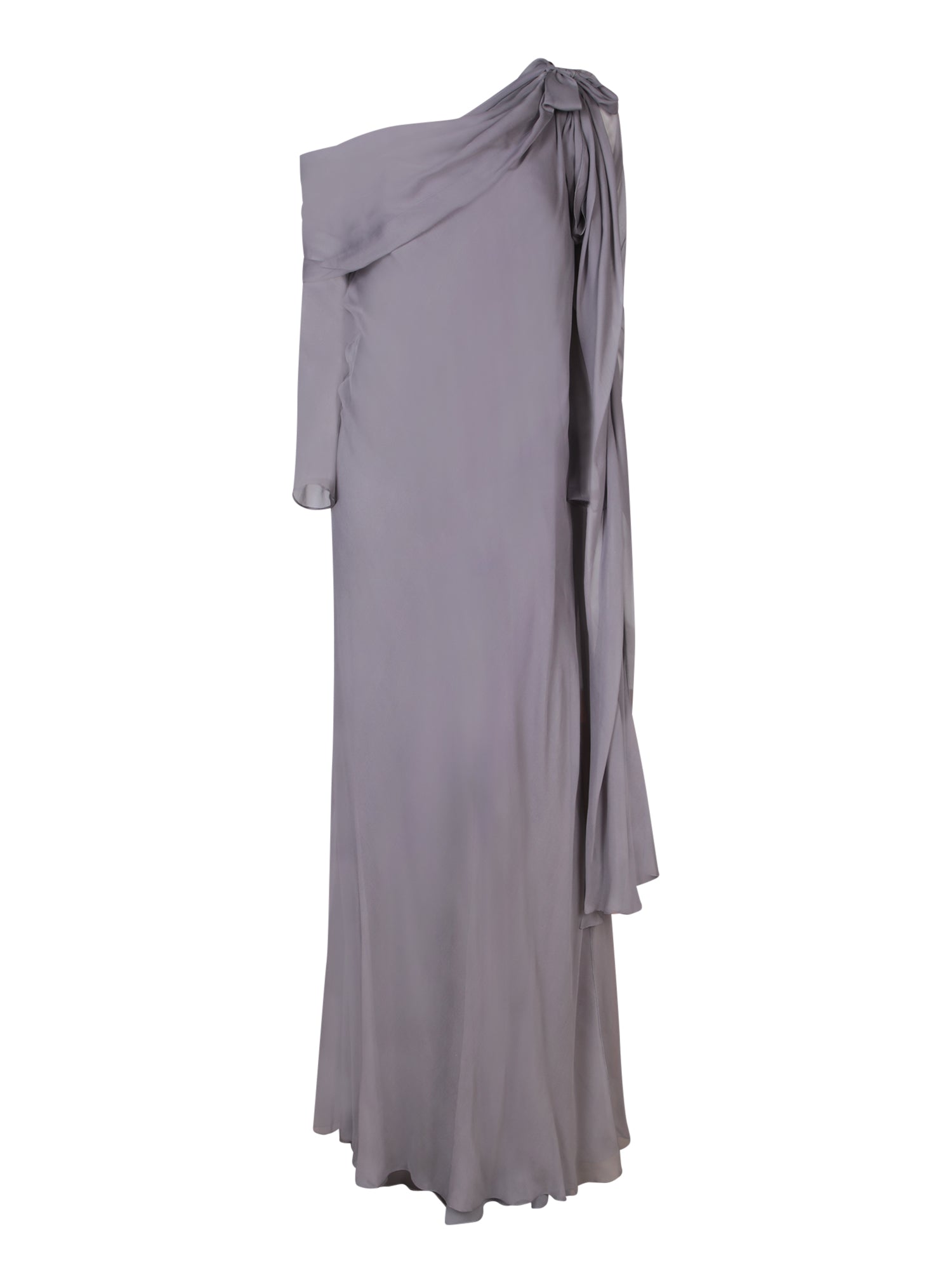 ALBERTA FERRETTI 그레이 시폰 보우 롱 드레스