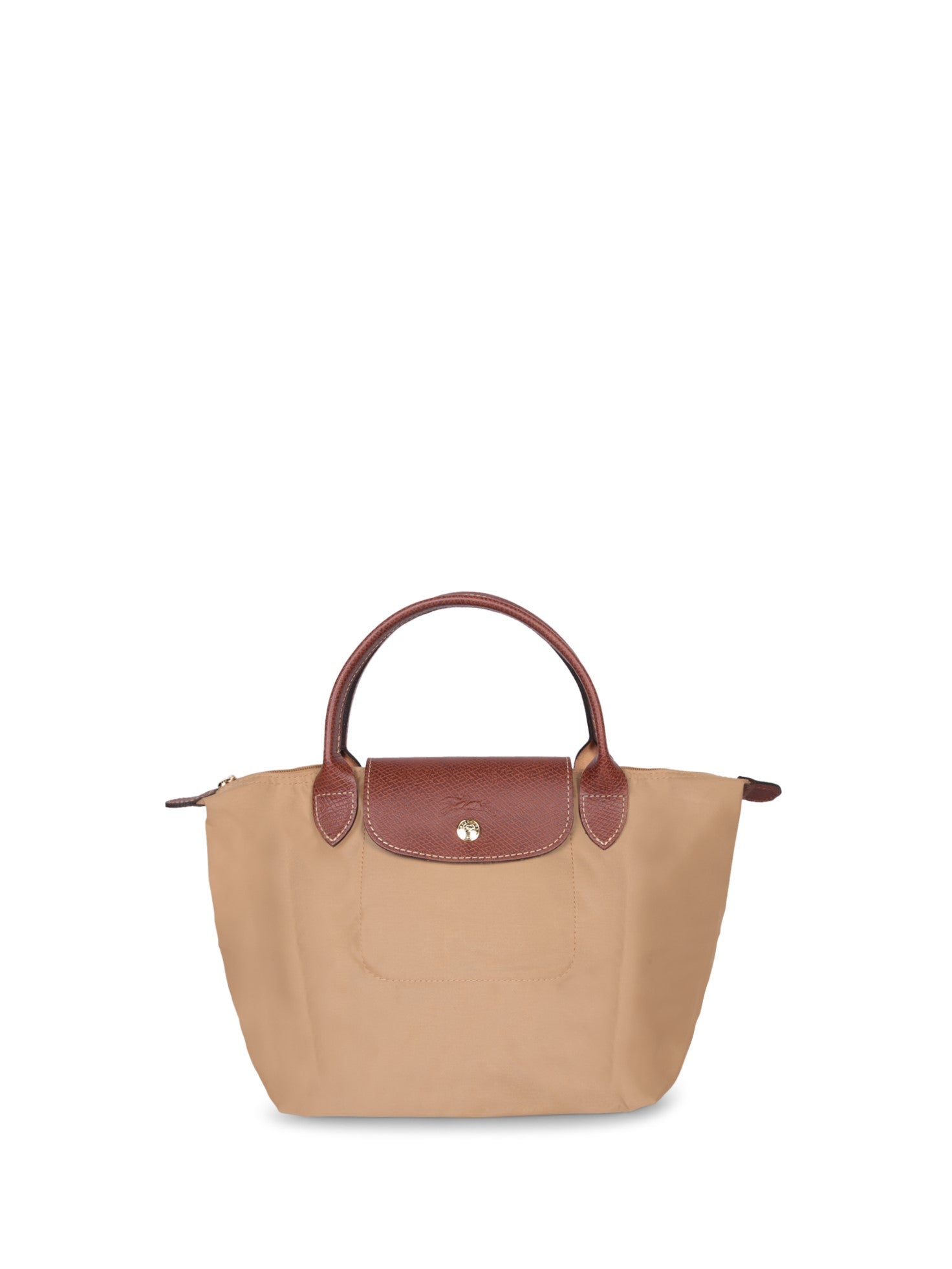 LONGCHAMP Le Pliage 스웨이드 핸드백 in 카라멜