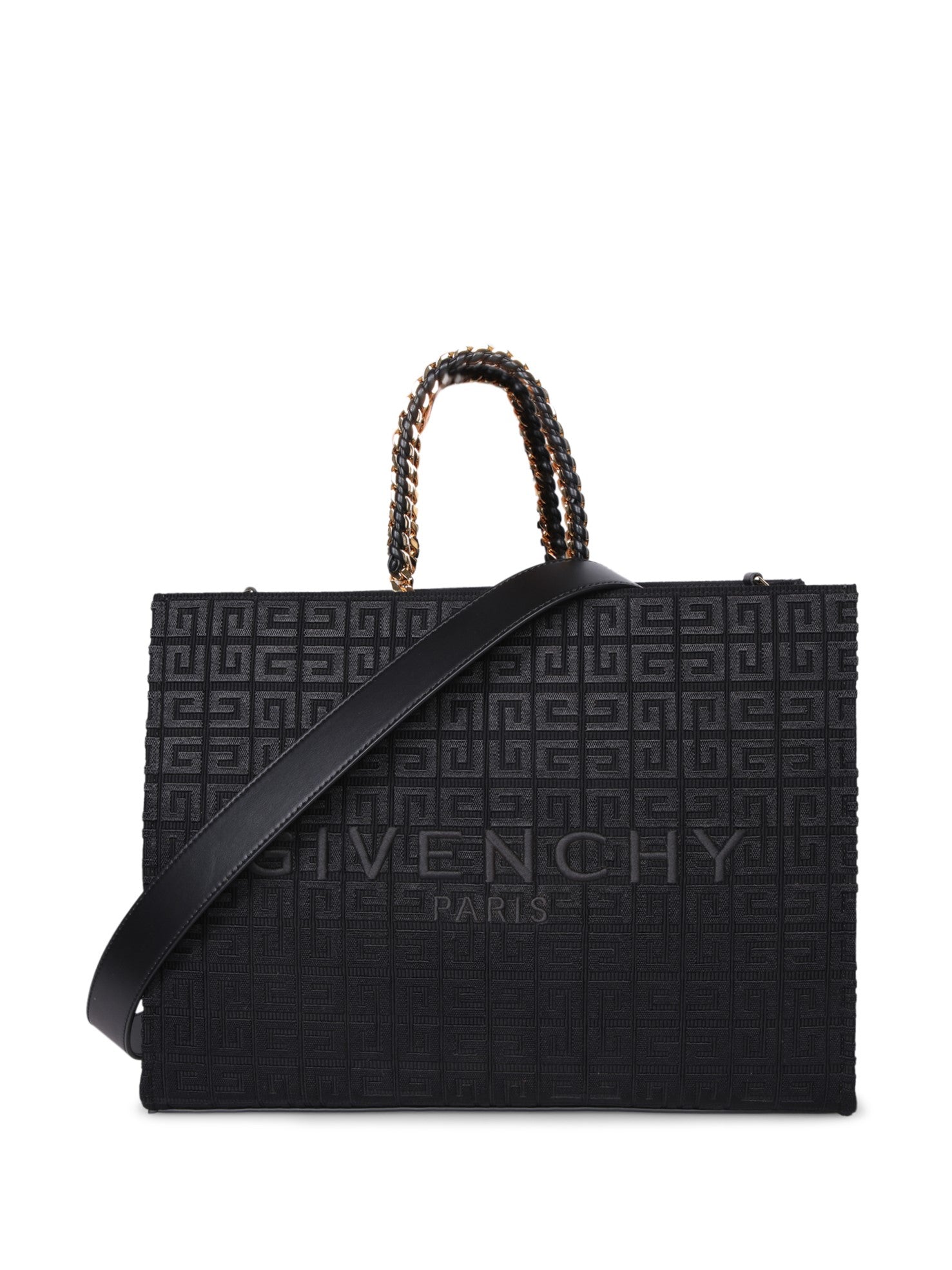 GIVENCHY 미디엄 체인 로고 블랙 토트 백