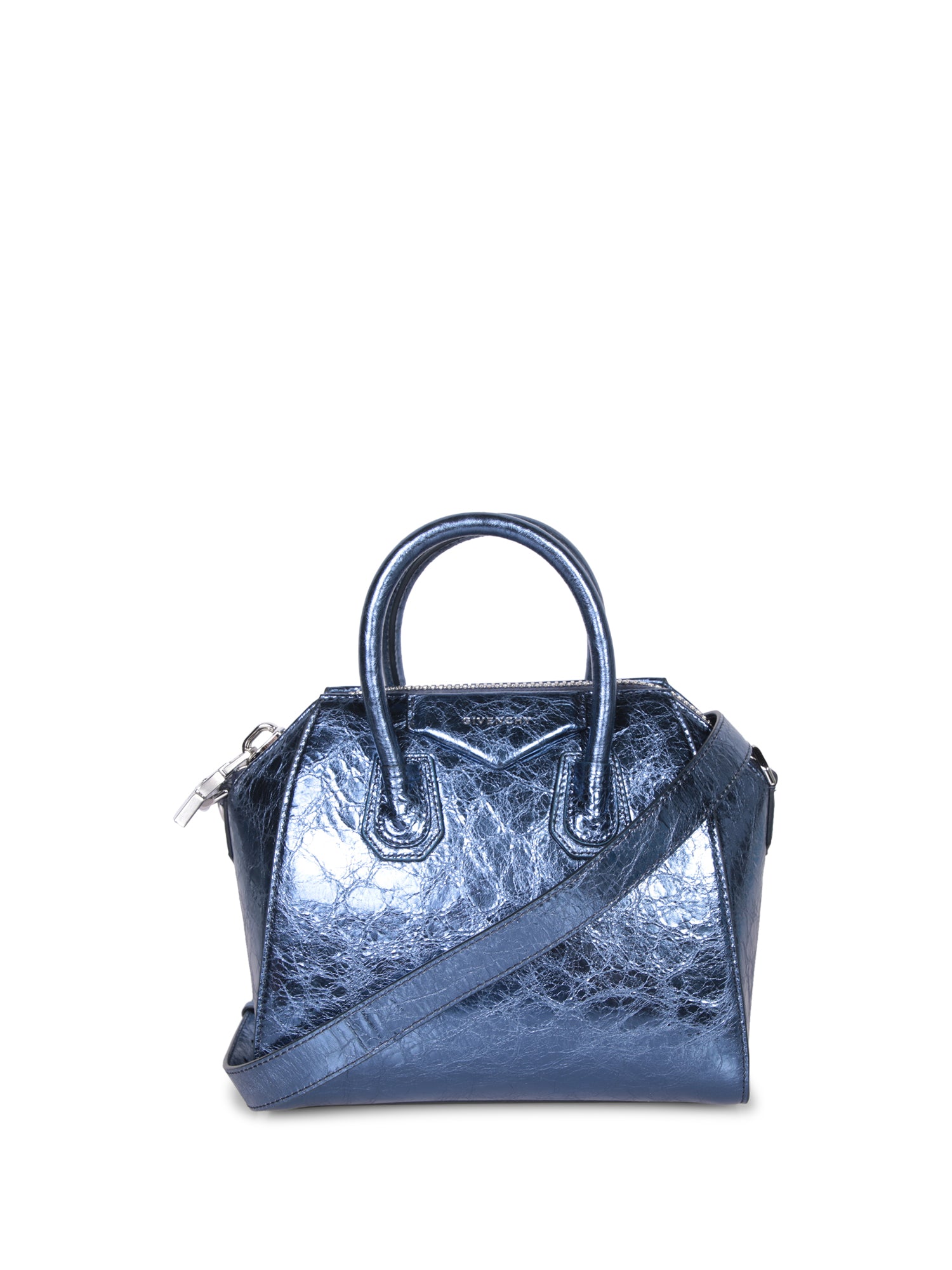 GIVENCHY 안티고나 미니 메탈릭 블루 레더 백