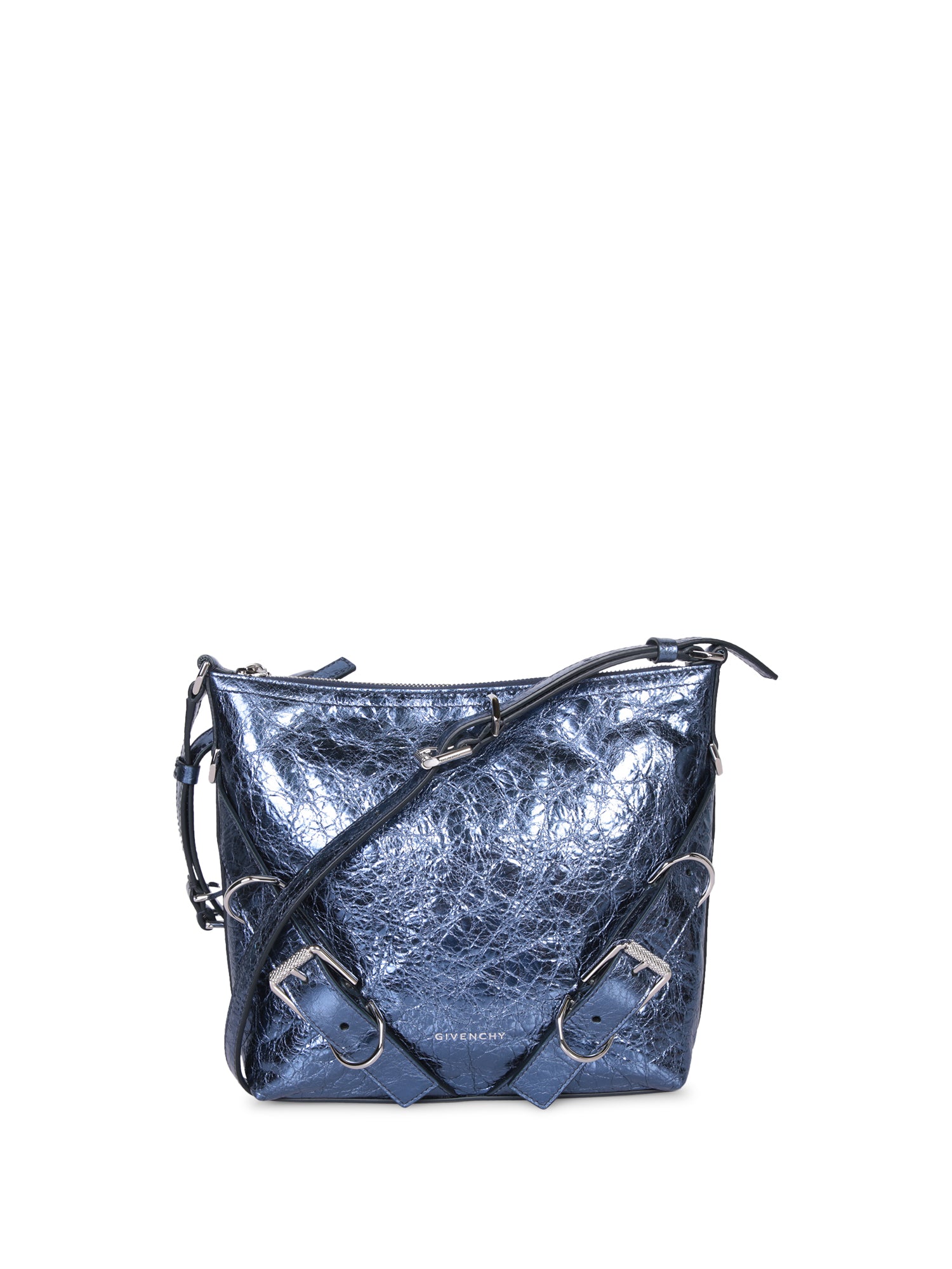 GIVENCHY Voyou 스몰 메탈릭 블루 레더 백