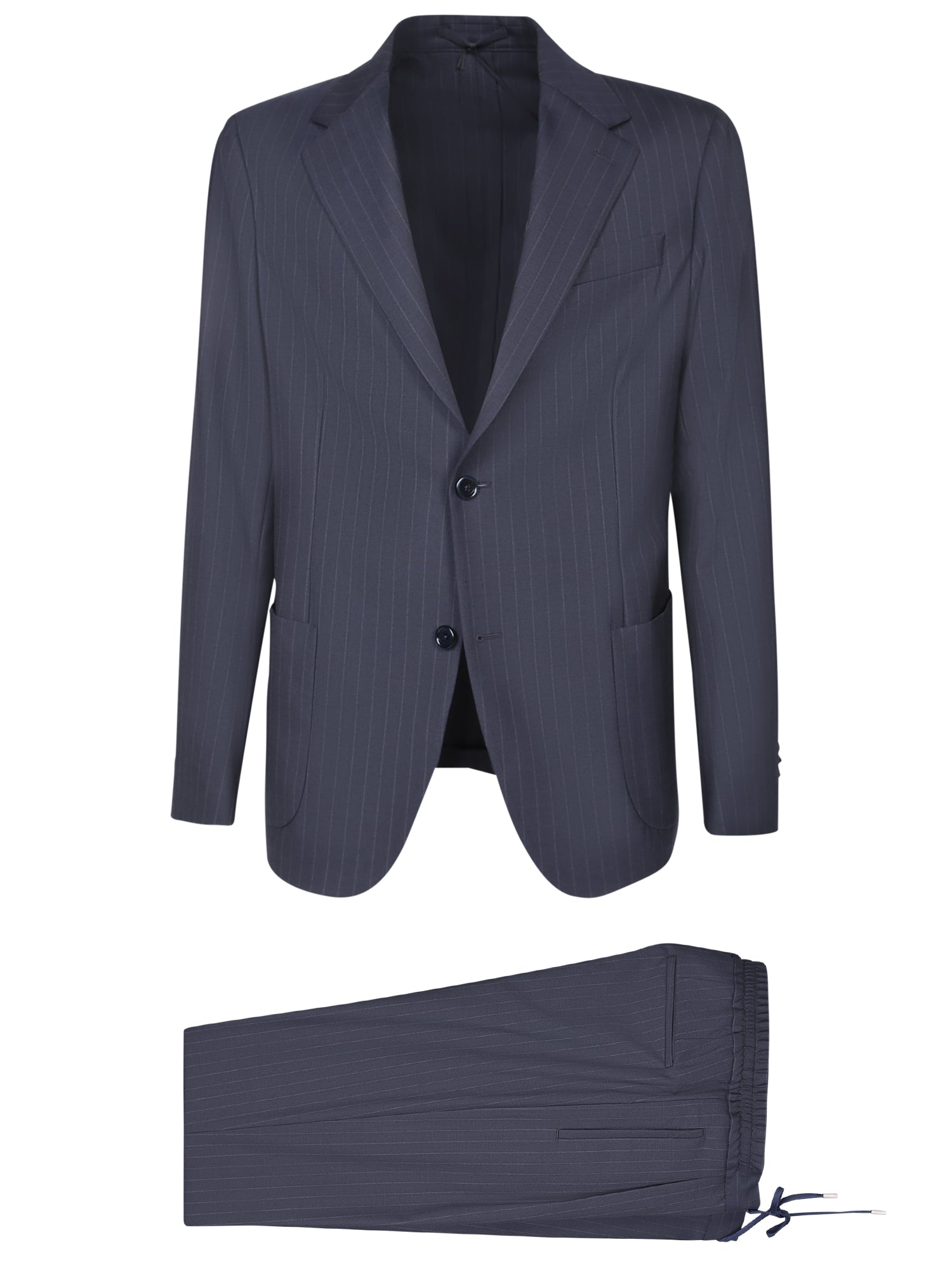 LARDINI 스트라이프 울 수트 in GreyBlue