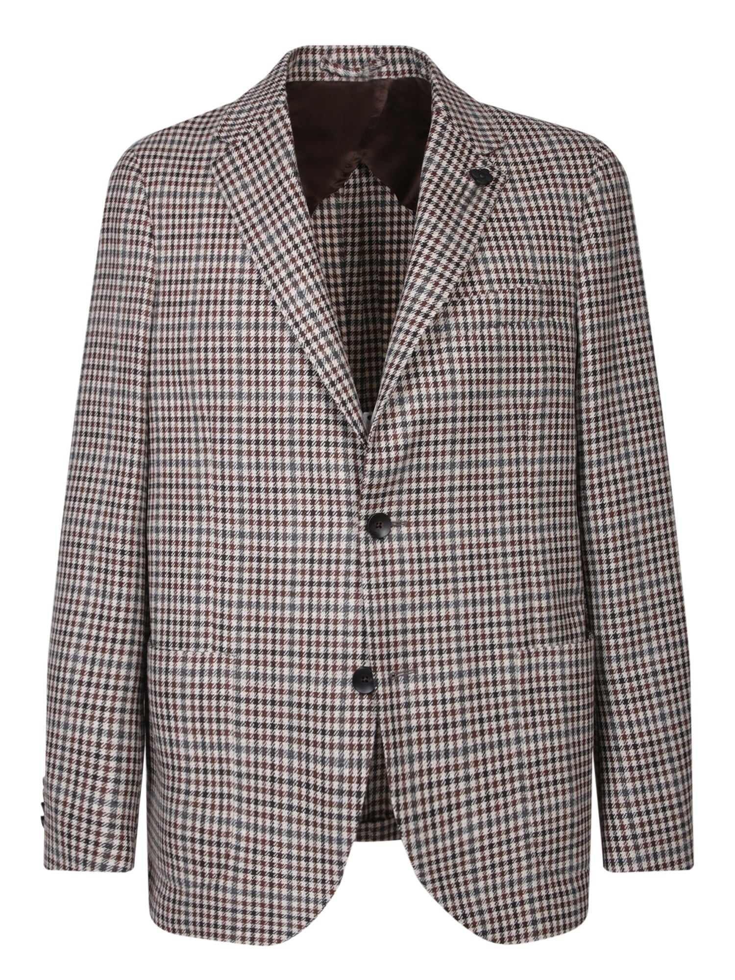 LARDINI Red and 베이지 Checkered 자켓
