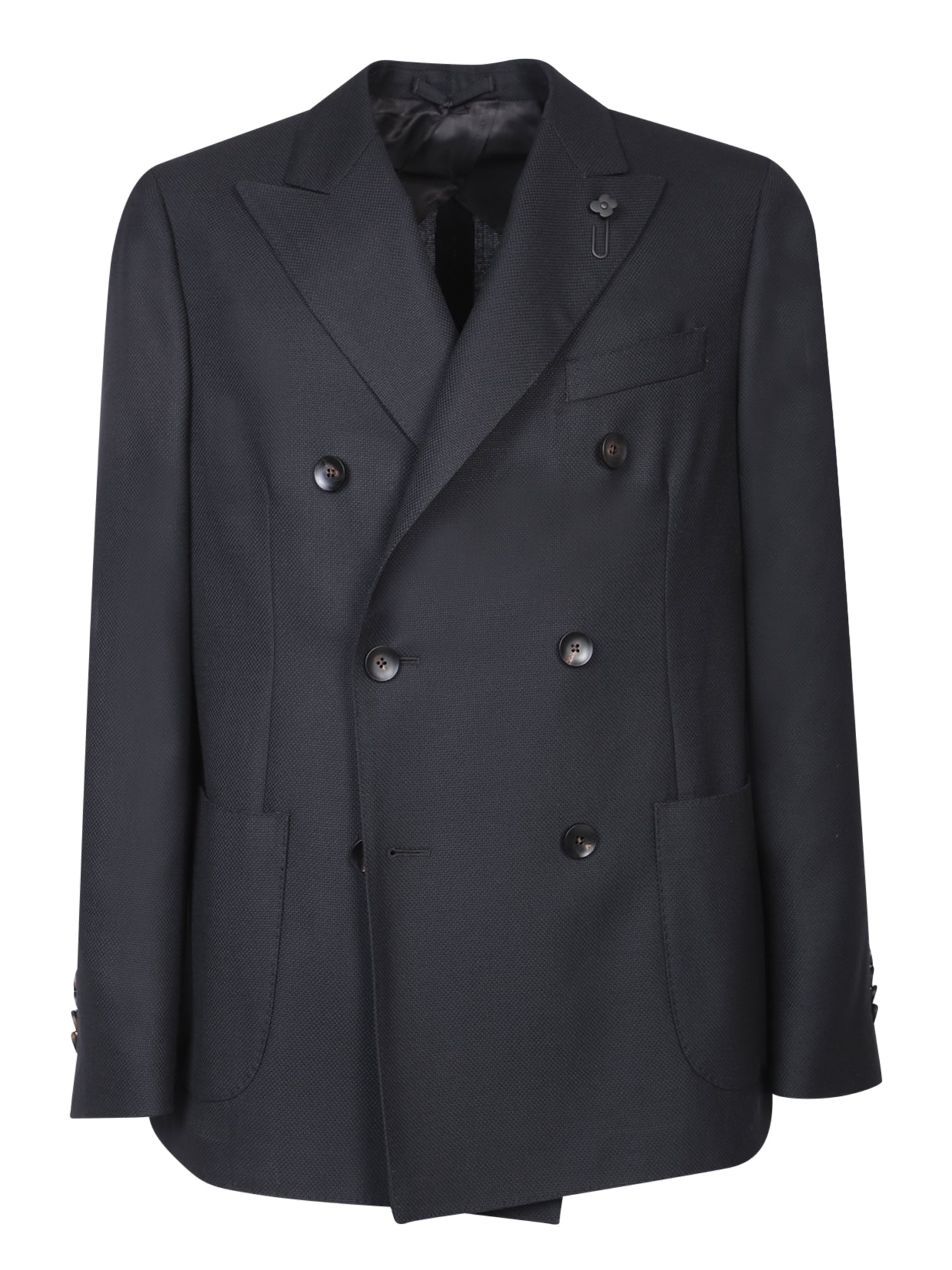 LARDINI 더블 브레스티드 울 자켓 in 블루
