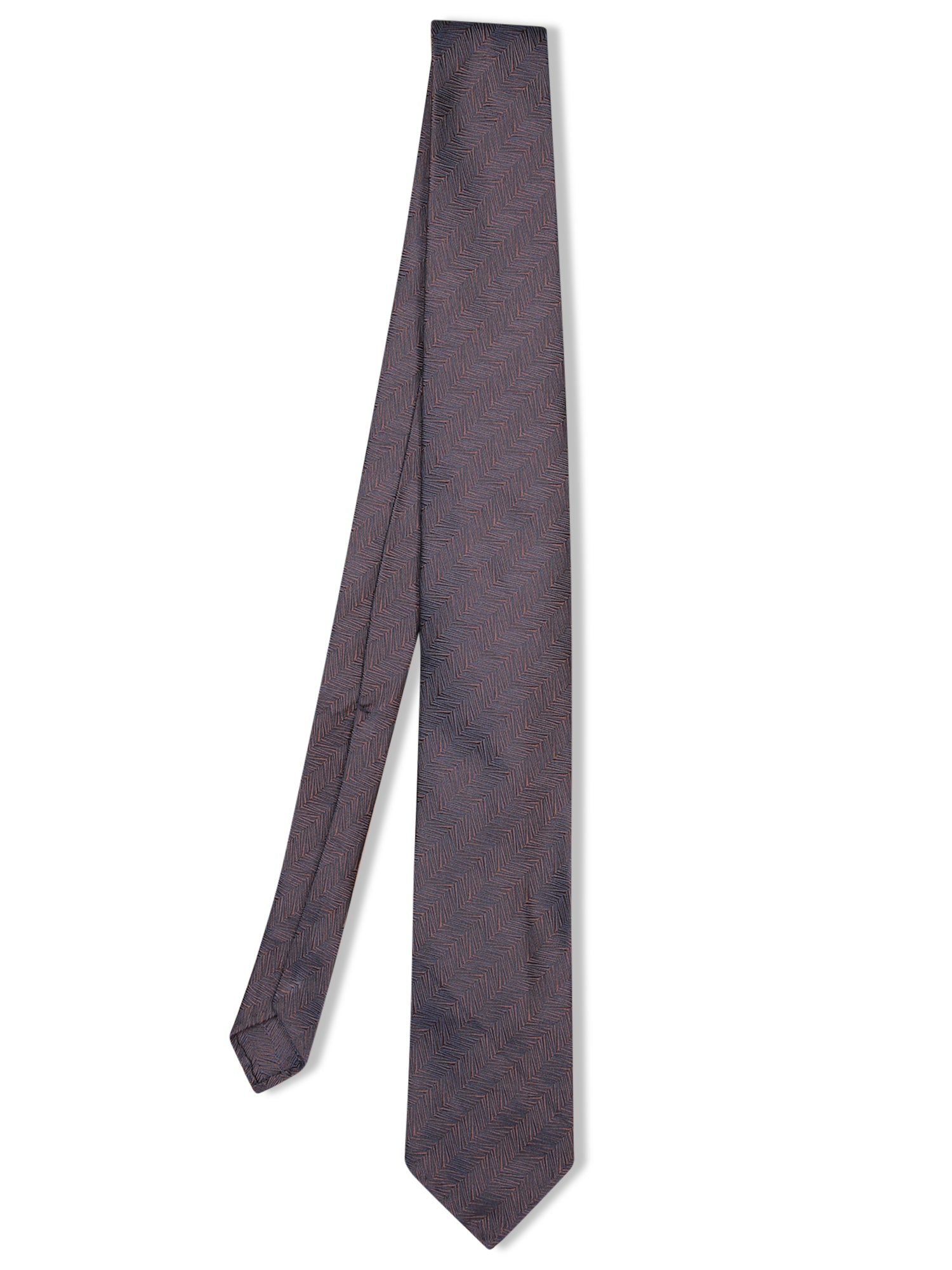 LARDINI 7cm BrownBlue 실크 타이