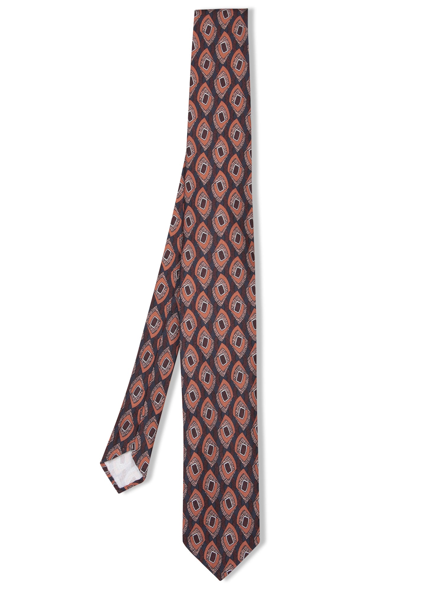 LARDINI 실크 타이 in BrownRed 위드 지오메트릭 패턴