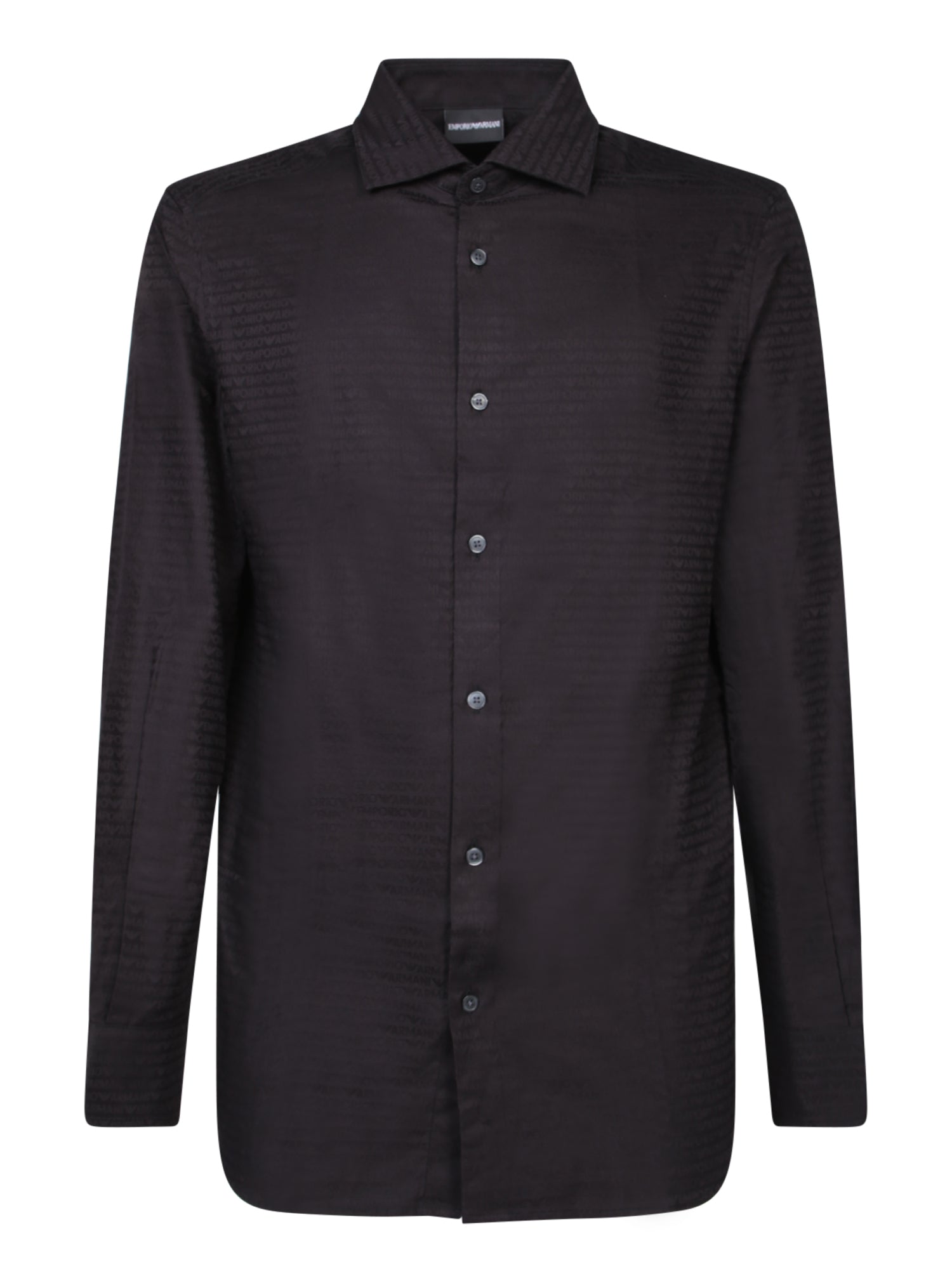 EMPORIO ARMANI Allover 로고 블랙 셔츠