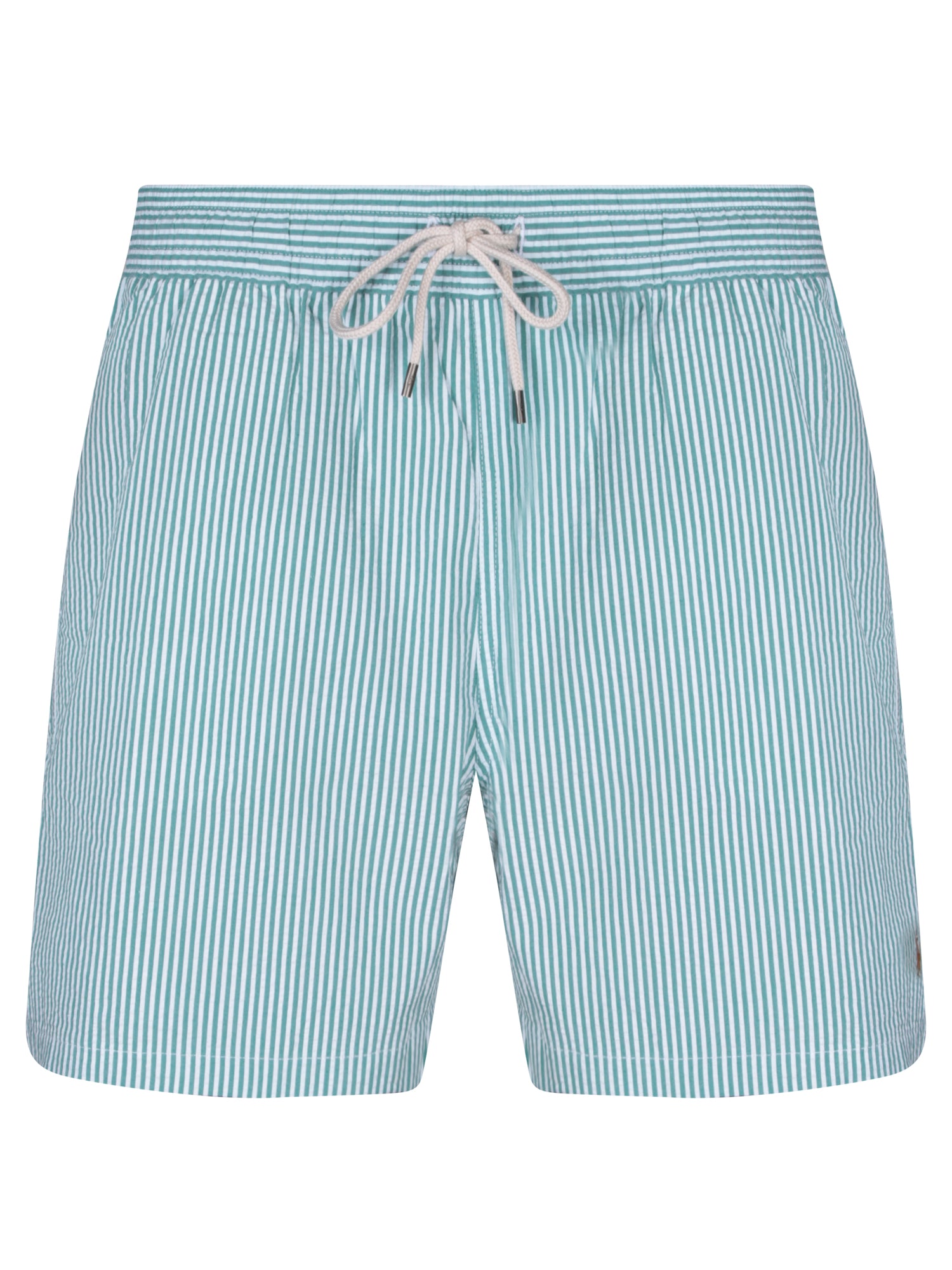 폴로 RALPH LAUREN 화이트 and 그린 Seersucker Swim 쇼츠