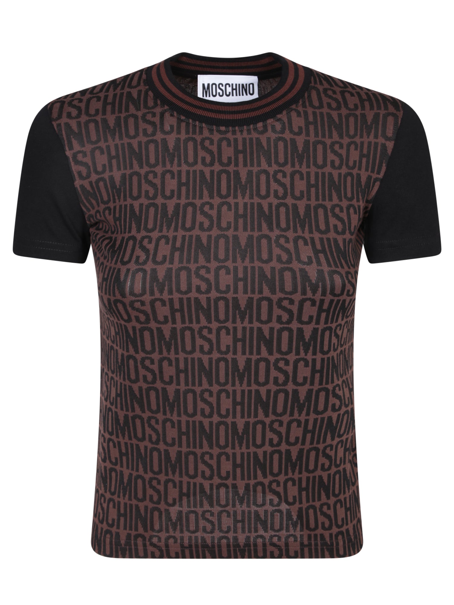 MOSCHINO 브라운 and 블랙 로고 티셔츠