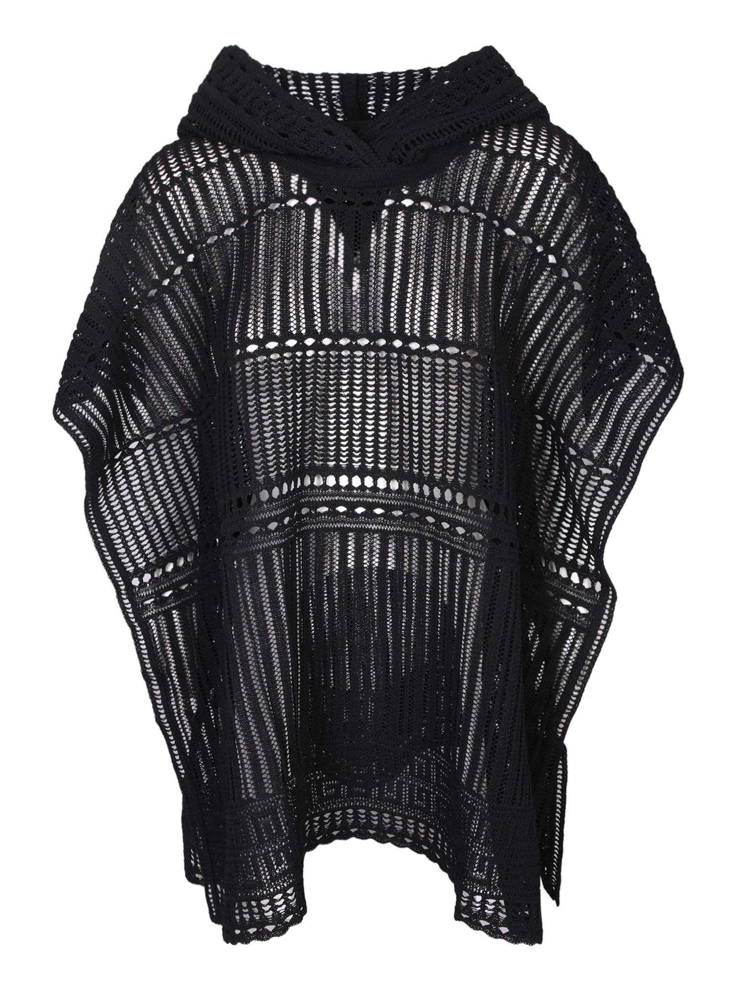 GIVENCHY 블랙 크로셰 후드 판초