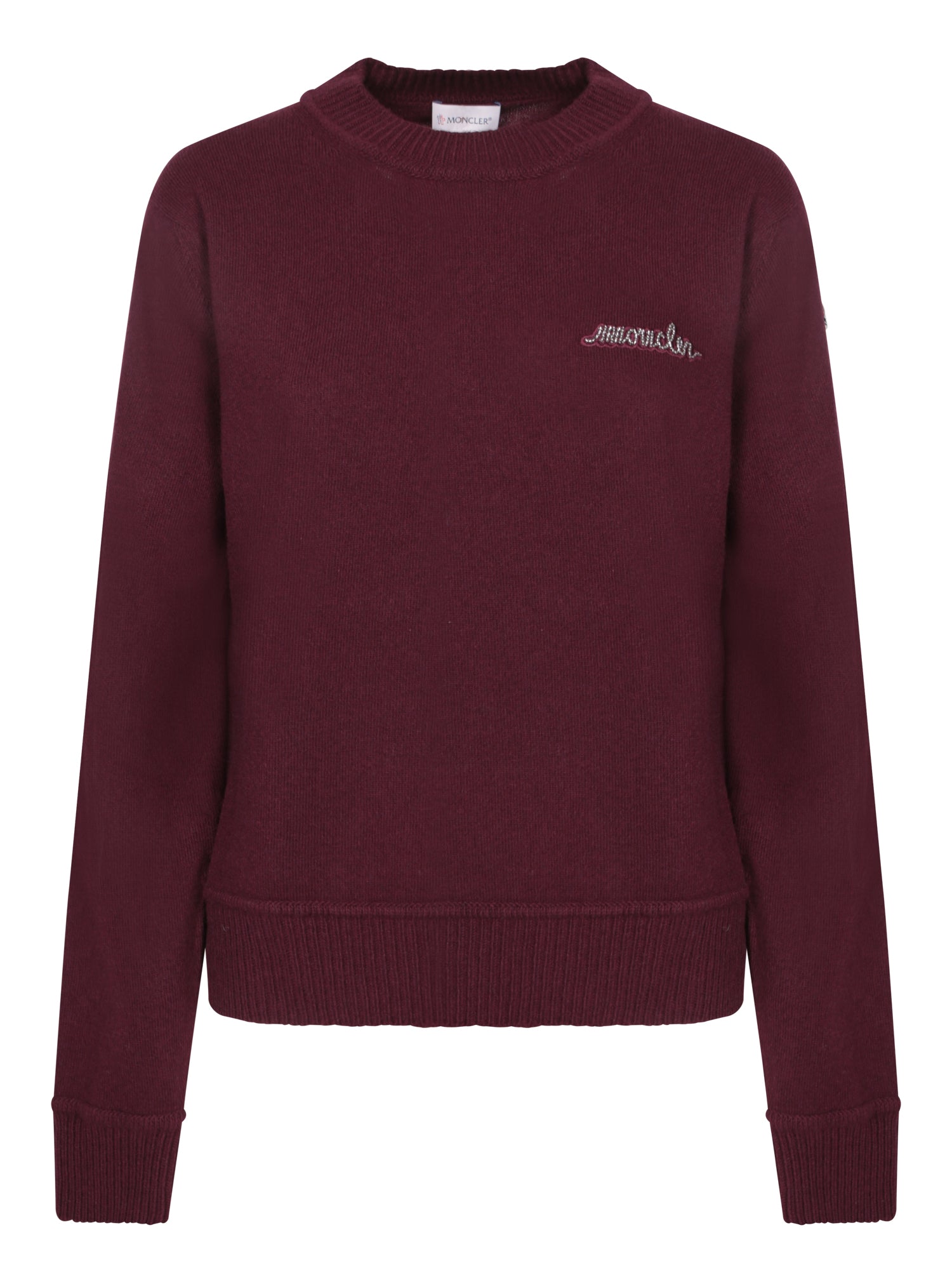 MONCLER Bordeaux 울 크루넥 스웨터