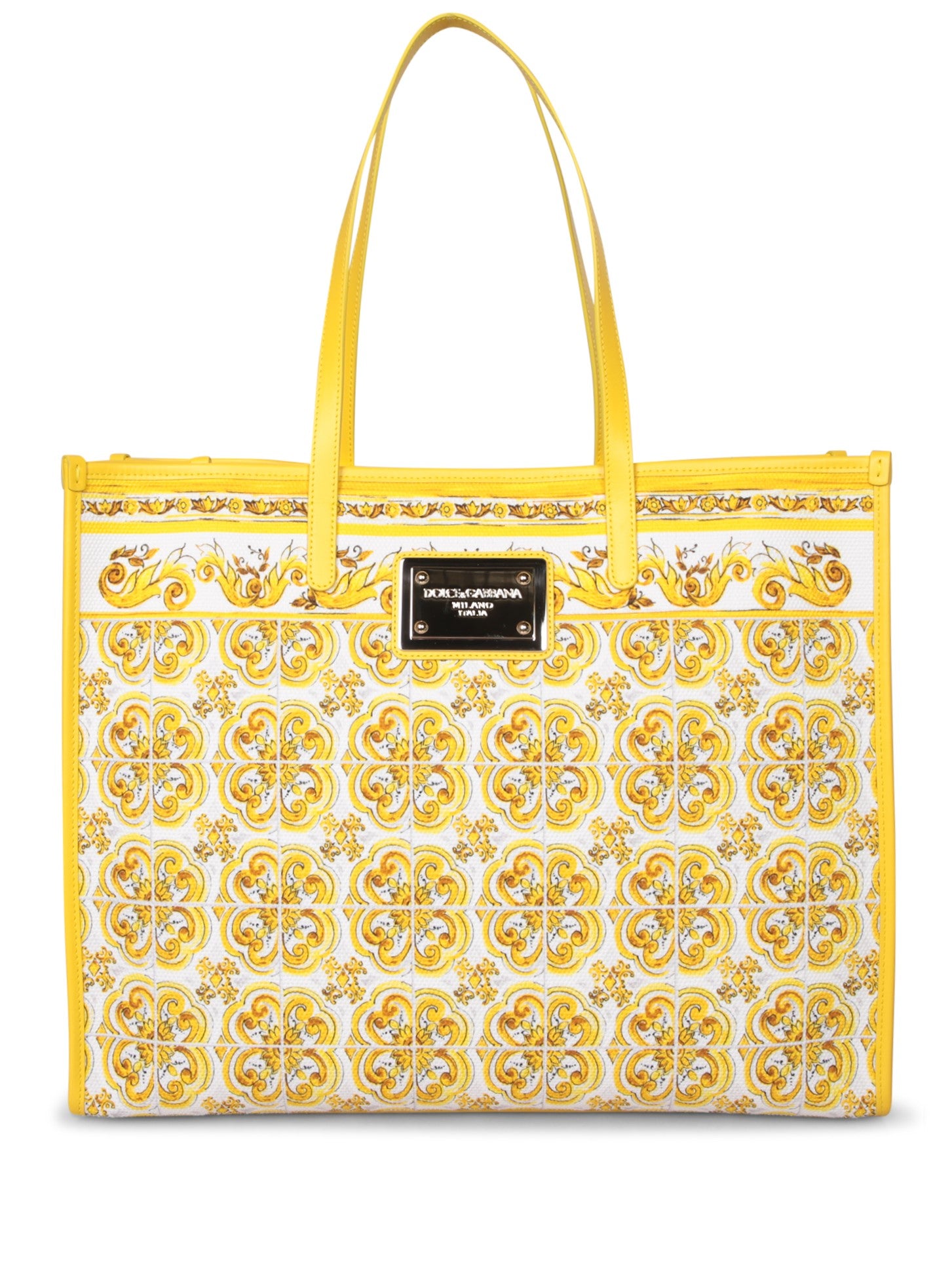 DOLCE  GABBANA 옐로 캔버스 토트 백