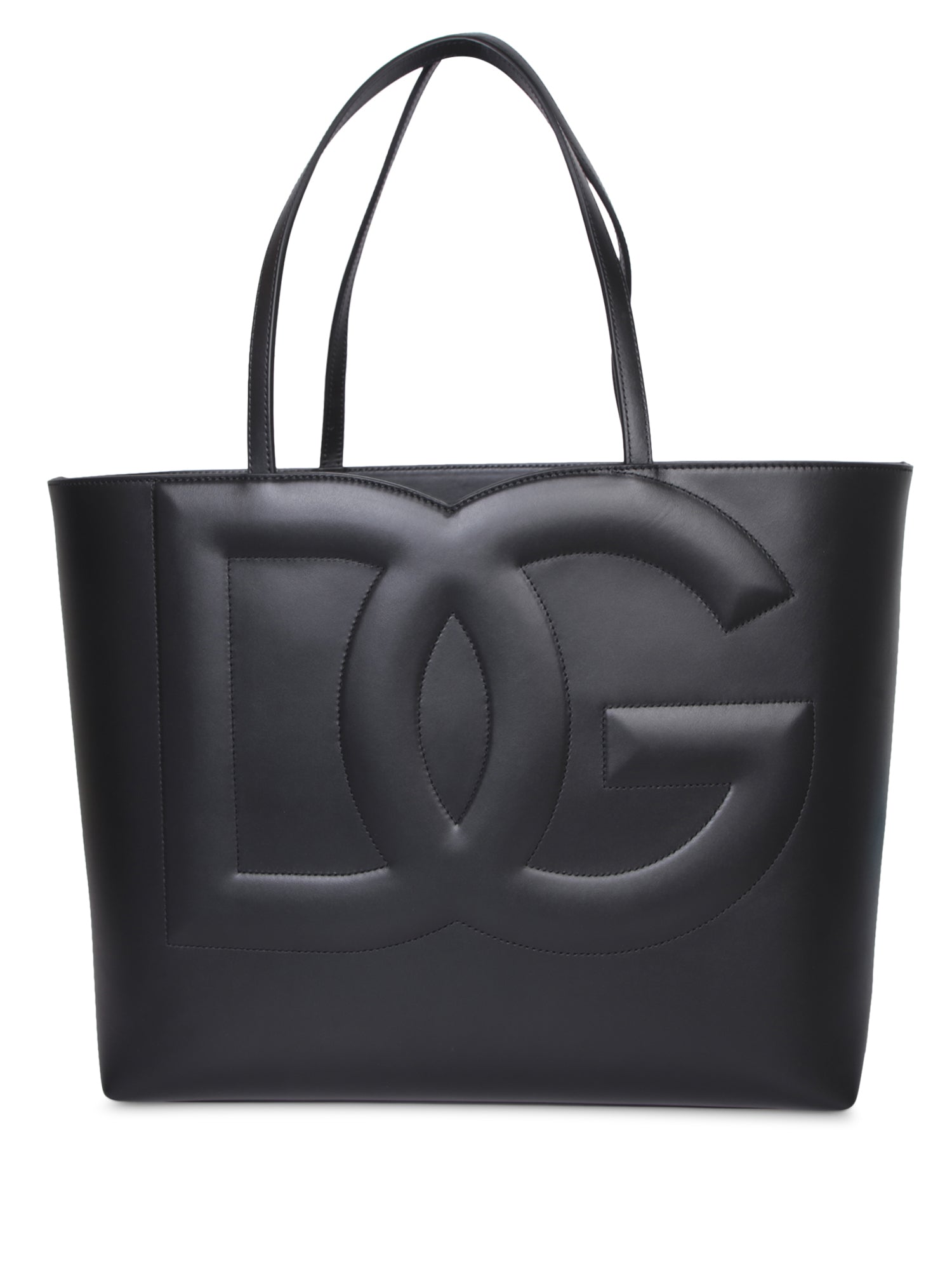 DOLCE  GABBANA 블랙 레더 쇼퍼 백