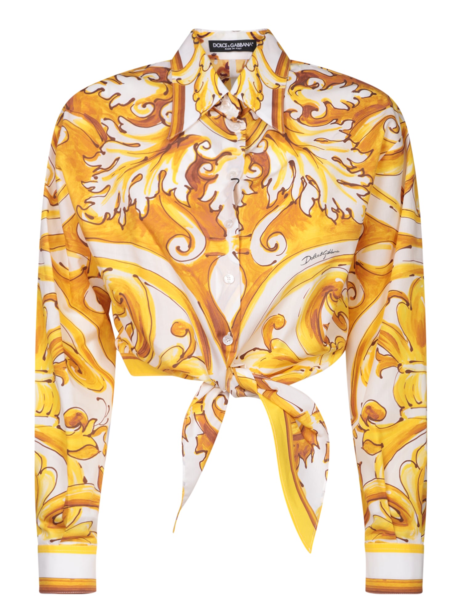 DOLCE  GABBANA 마욜리카 매듭 옐로 셔츠