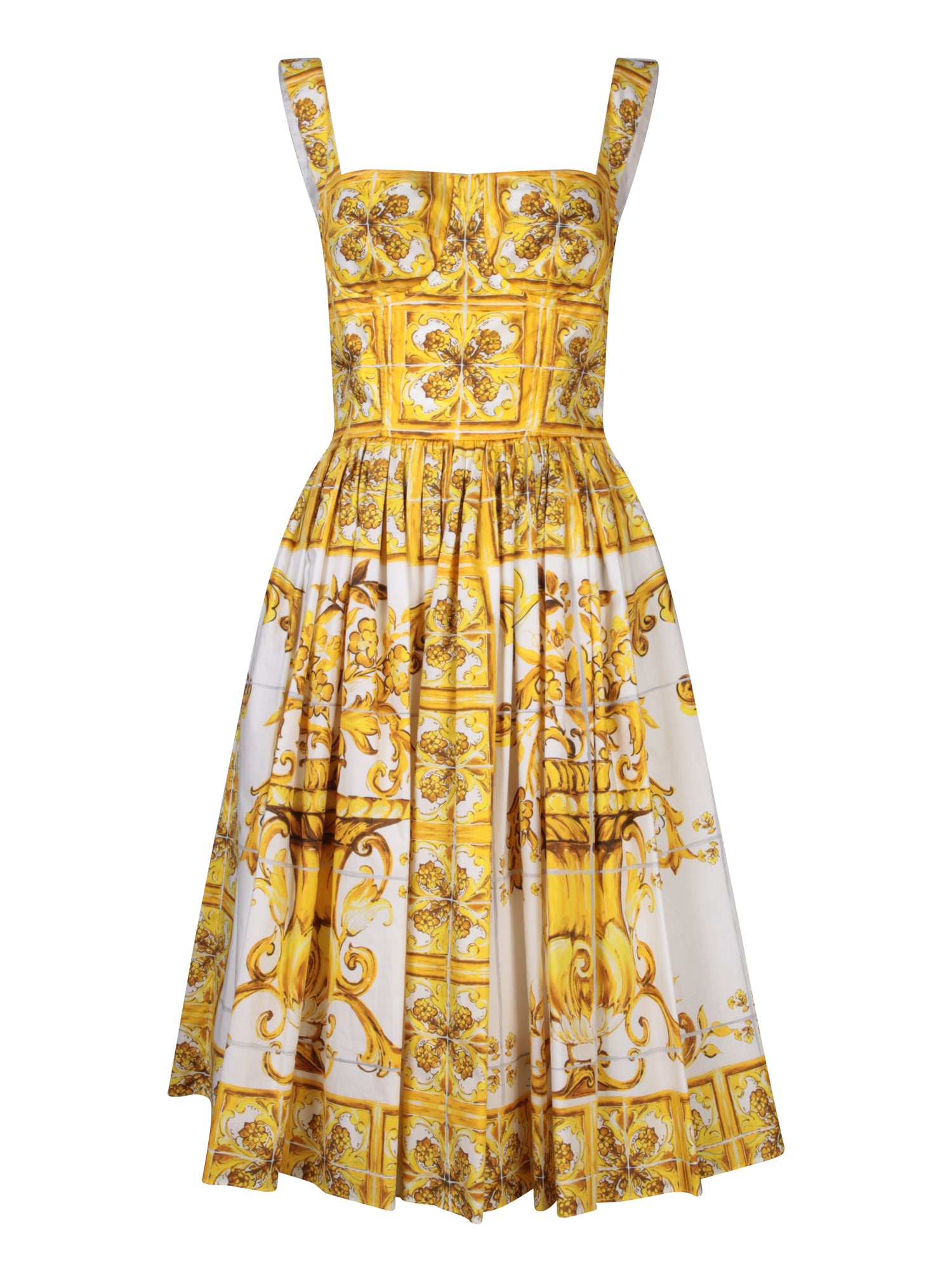 DOLCE  GABBANA 마욜리카 옐로 뷔스티에 드레스