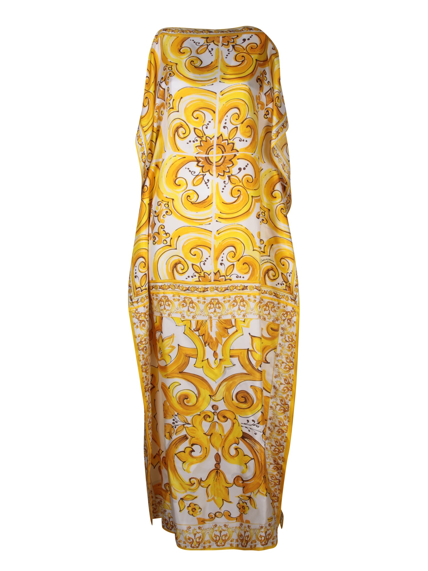 DOLCE  GABBANA 마욜리카 옐로 Kaftan 드레스