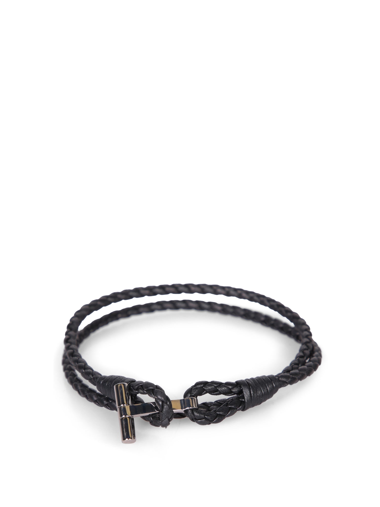 TOM FORD Scoby Braided 레더 팔찌 블랙