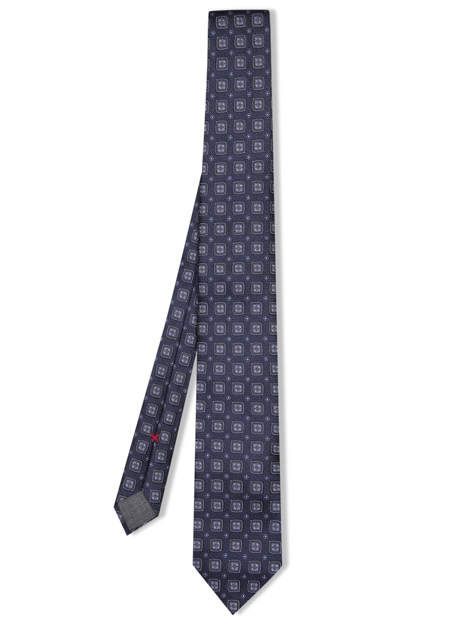 BRUNELLO CUCINELLI 블루 지오메트릭 타이