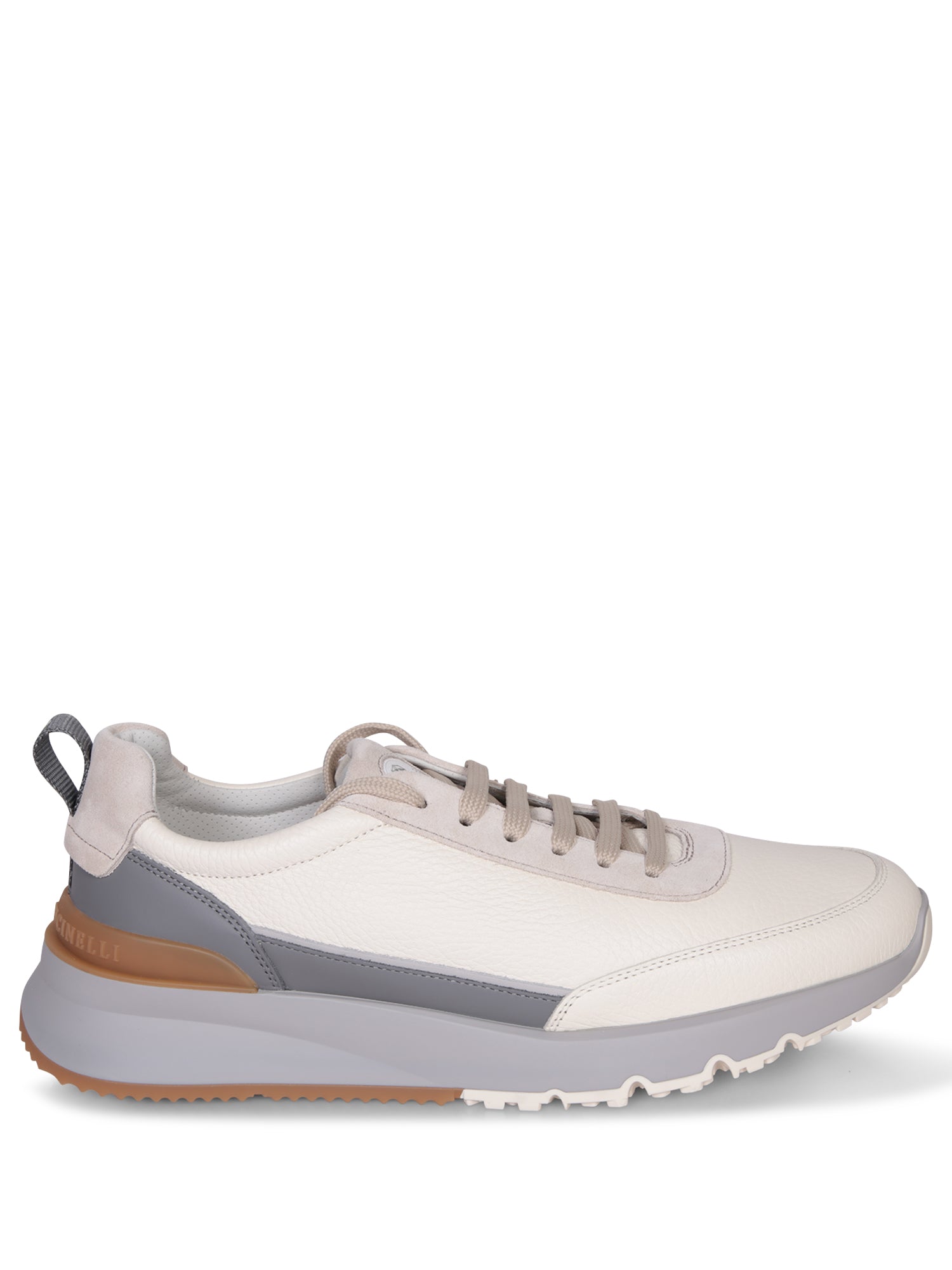 BRUNELLO CUCINELLI 로우 스니커즈 in 화이트 and 그레이 레더