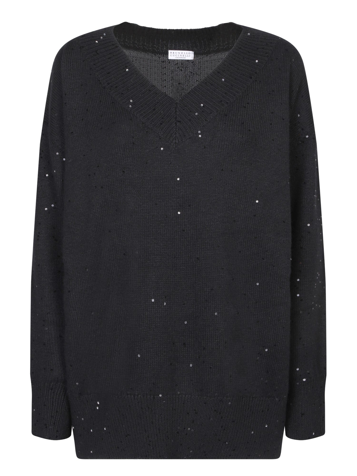 BRUNELLO CUCINELLI 블랙 캐시미어 스웨터 위드 시퀸