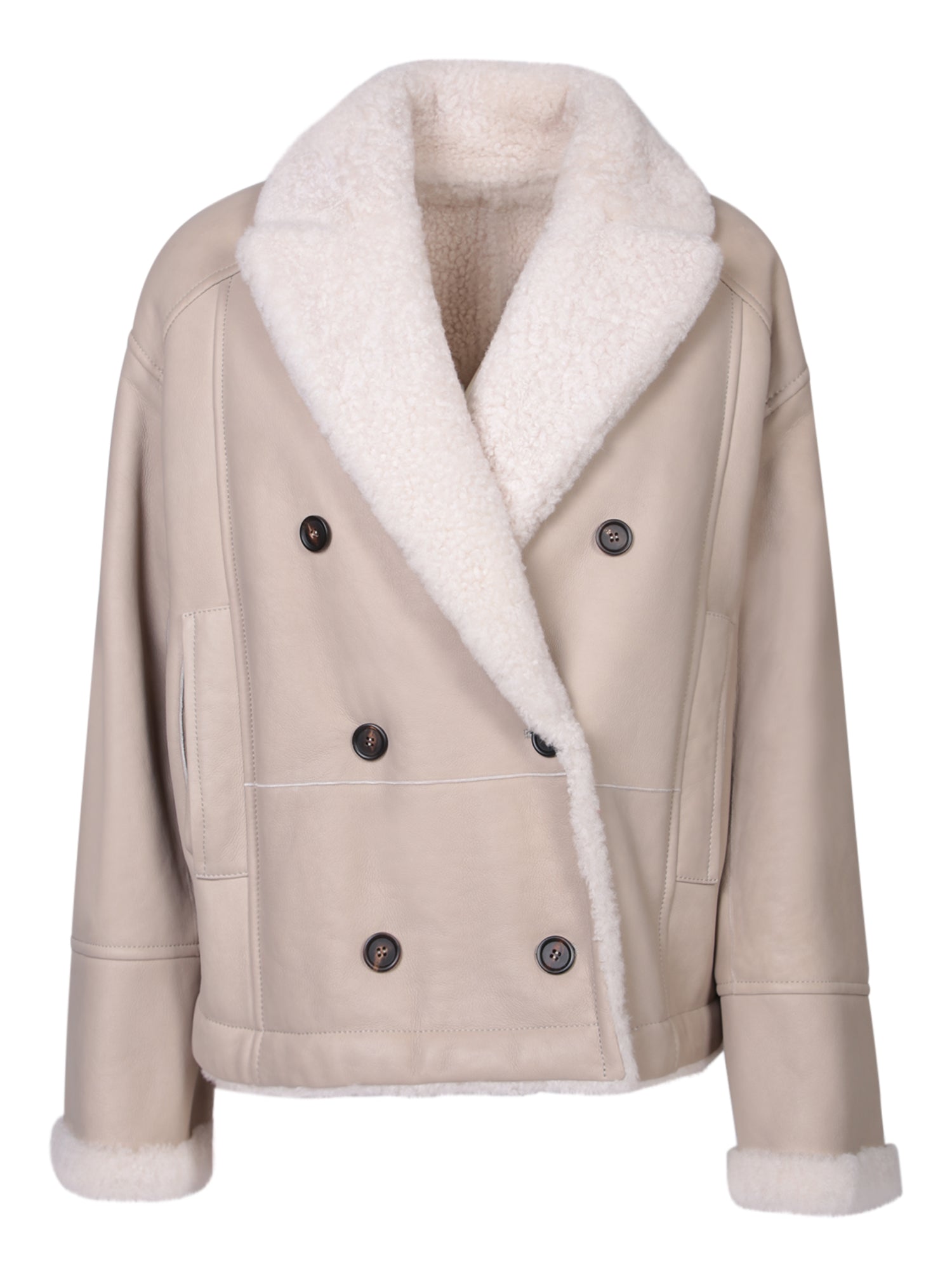 BRUNELLO CUCINELLI 베이지 시어링 자켓