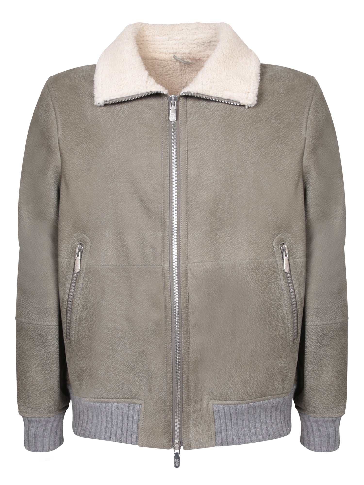 BRUNELLO CUCINELLI 그린 스웨이드 레더 자켓