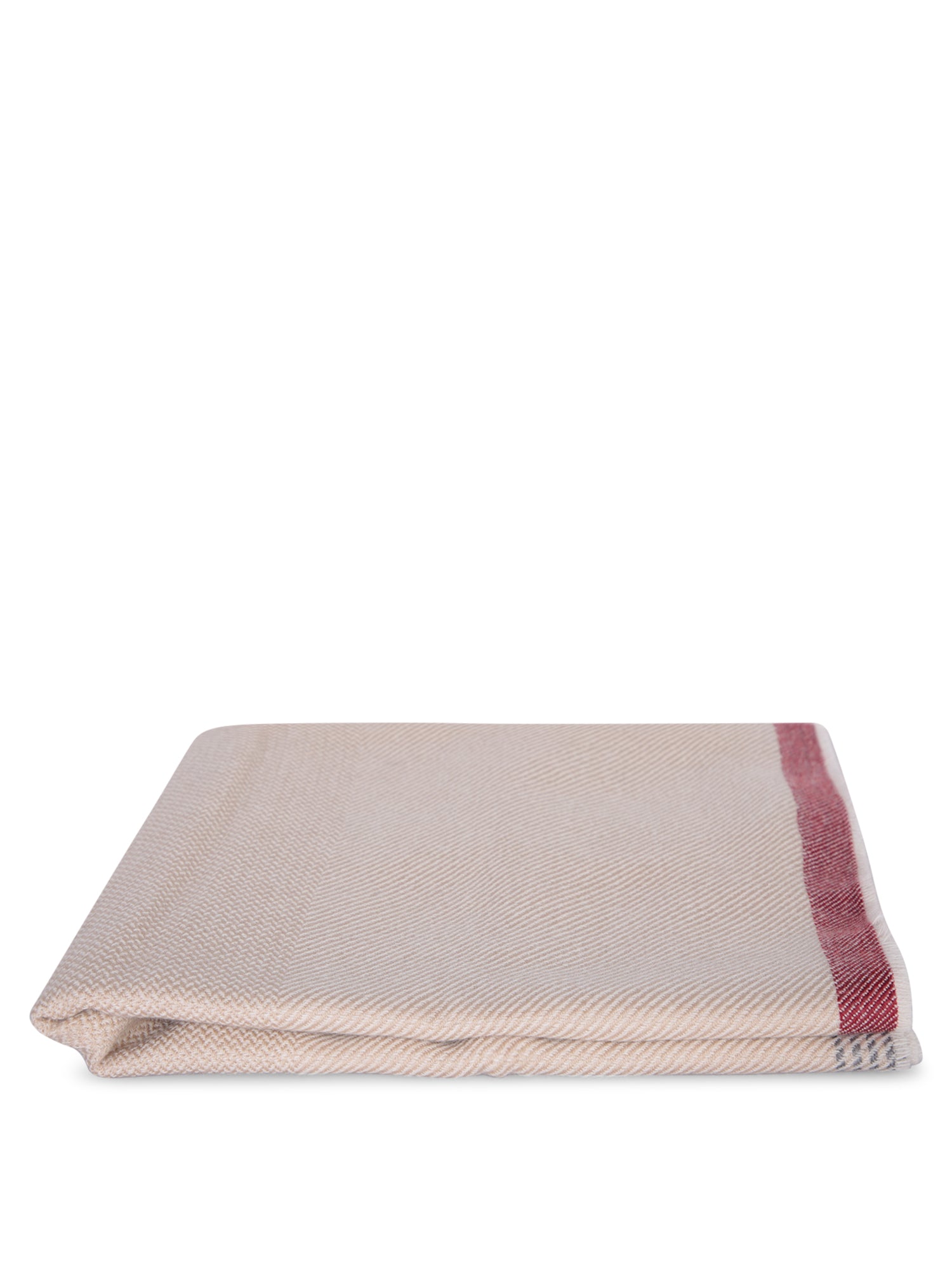 BRUNELLO CUCINELLI 베이지 and Red 캐시미어 Perfilo 스카프