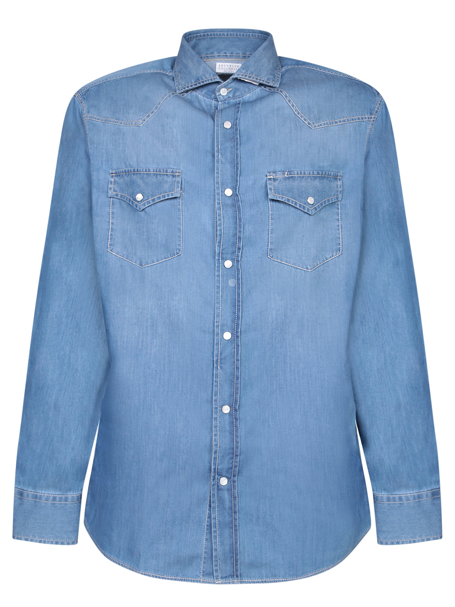 BRUNELLO CUCINELLI 블루 데님 셔츠