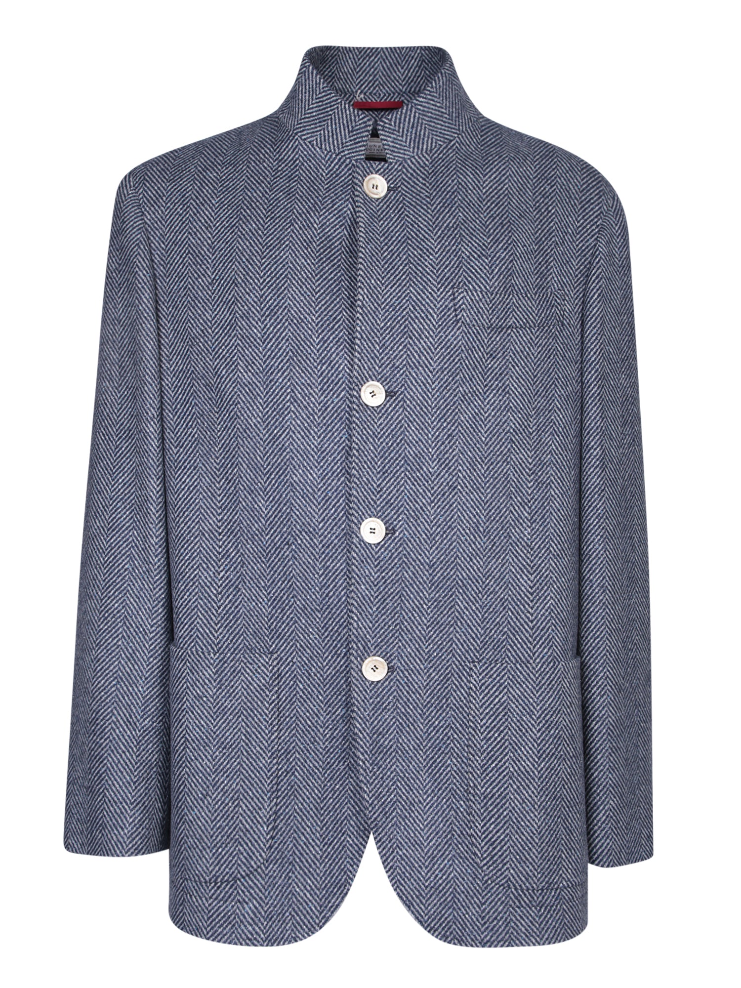 BRUNELLO CUCINELLI 블루 헤링본 울 자켓