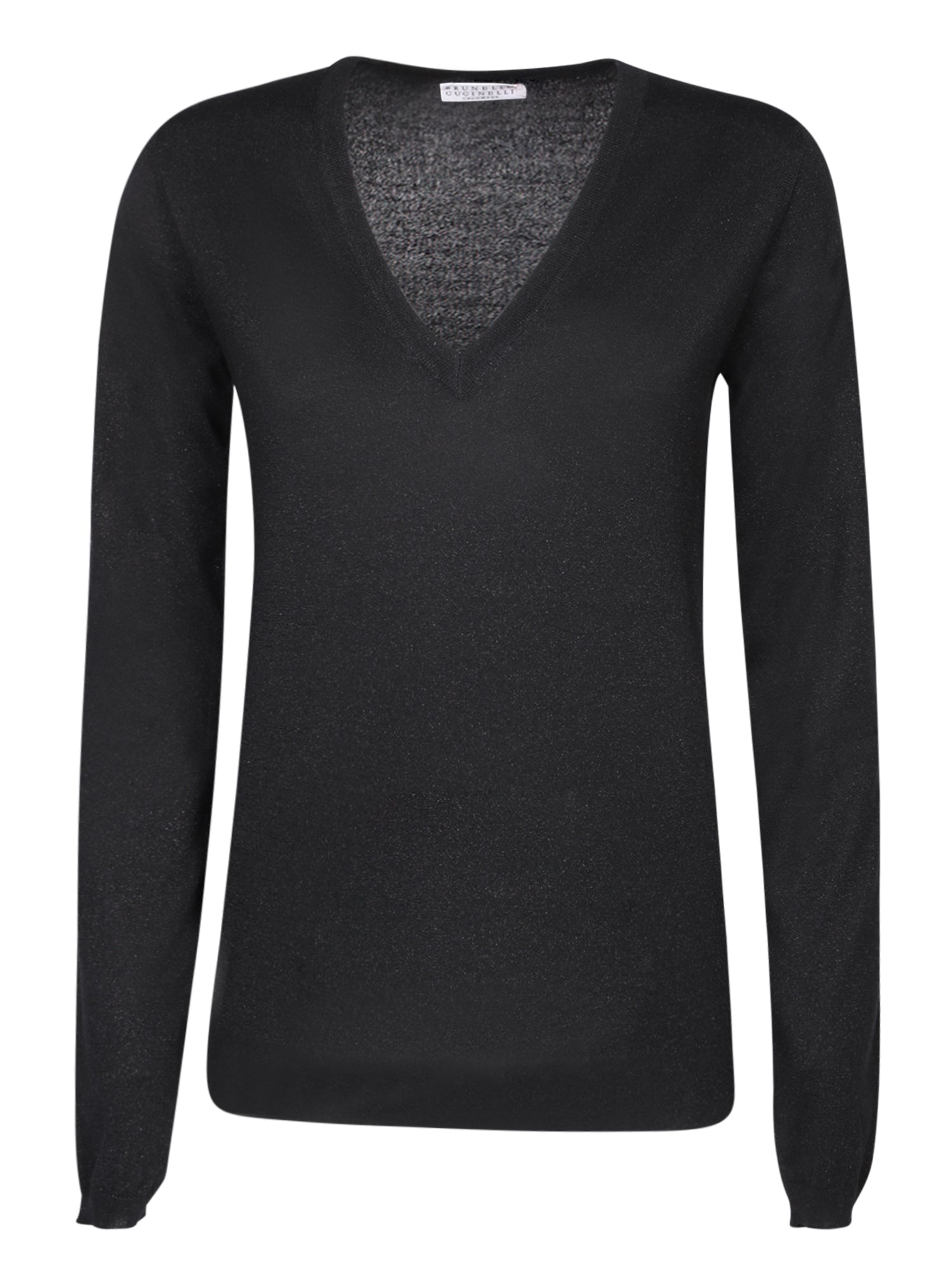 BRUNELLO CUCINELLI 블랙 루렉스 SilkCashmere 브이넥 스웨터