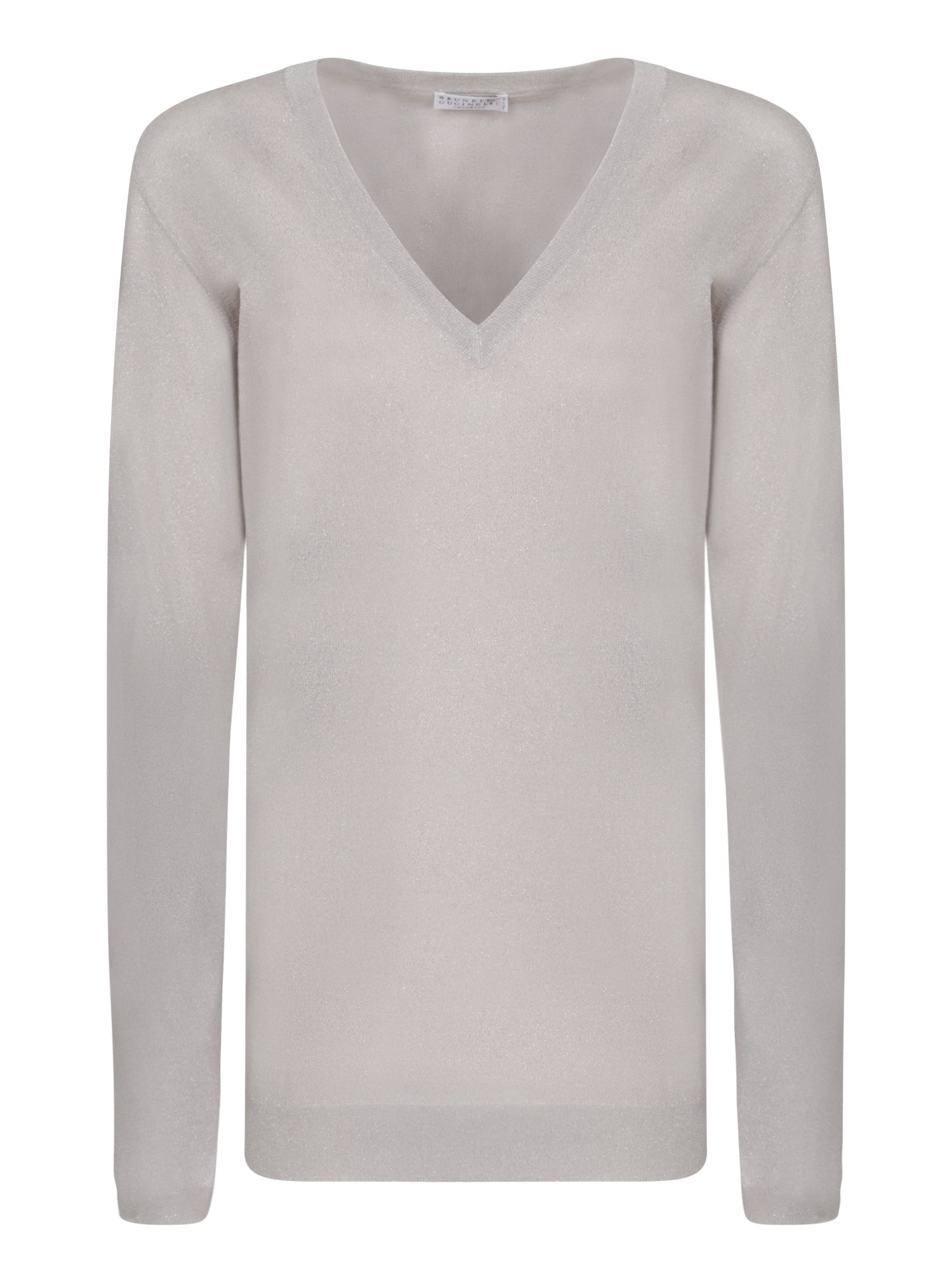 BRUNELLO CUCINELLI 진주 CashmereSilk 루렉스 브이넥 스웨터