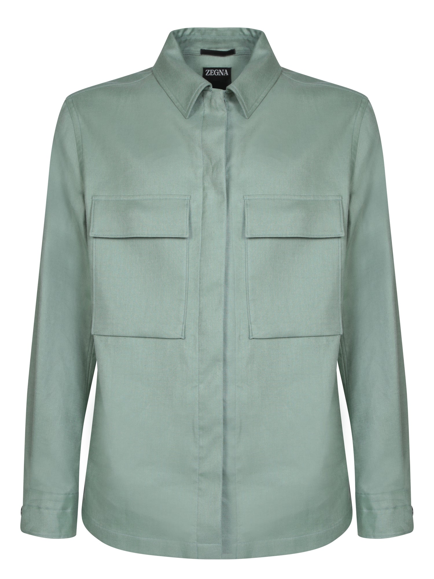 ZEGNA Oasi 린넨 오버셔츠 in Sage 그린