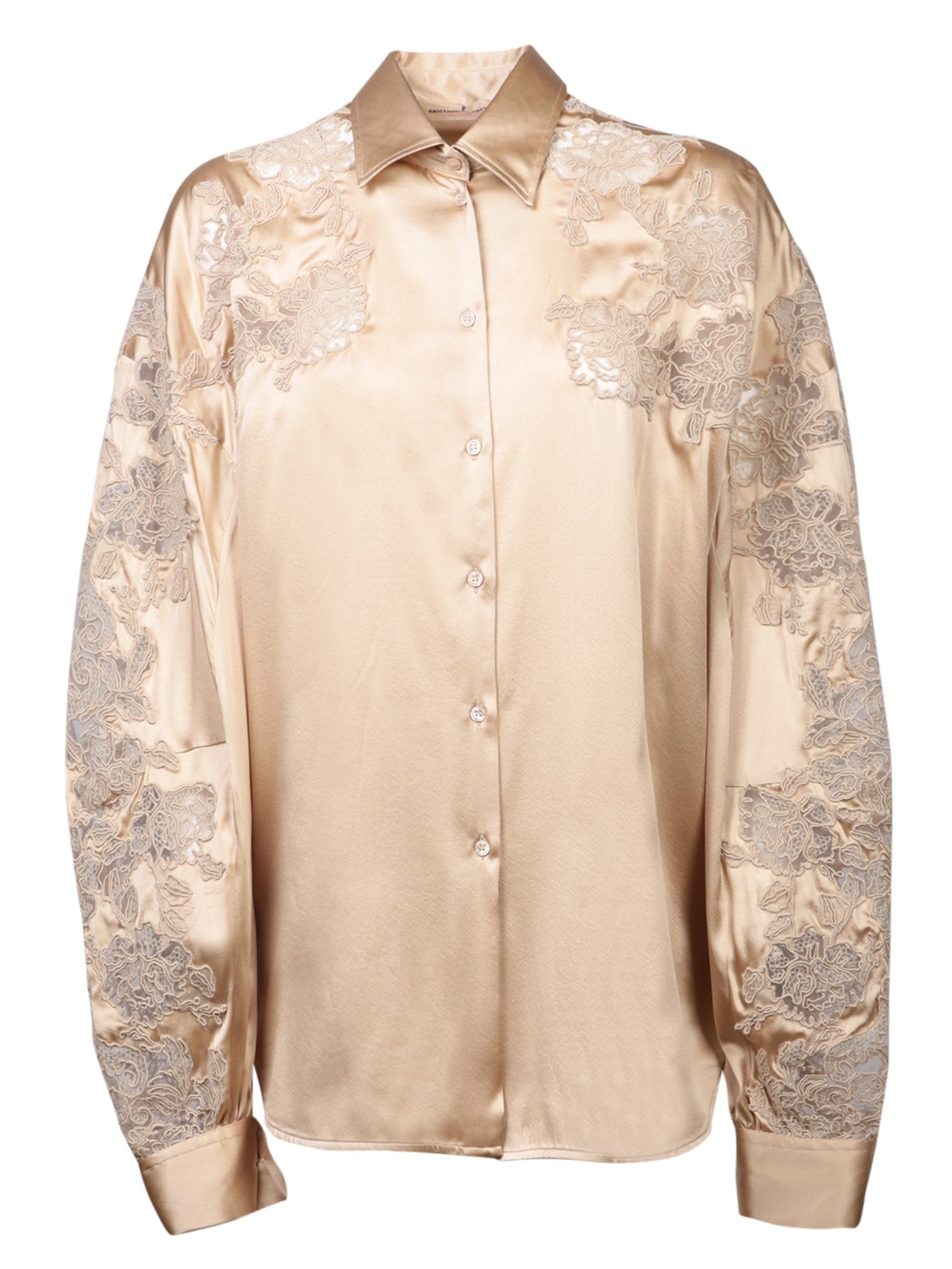 ERMANNO SCERVINO 자수 베이지 실크 셔츠