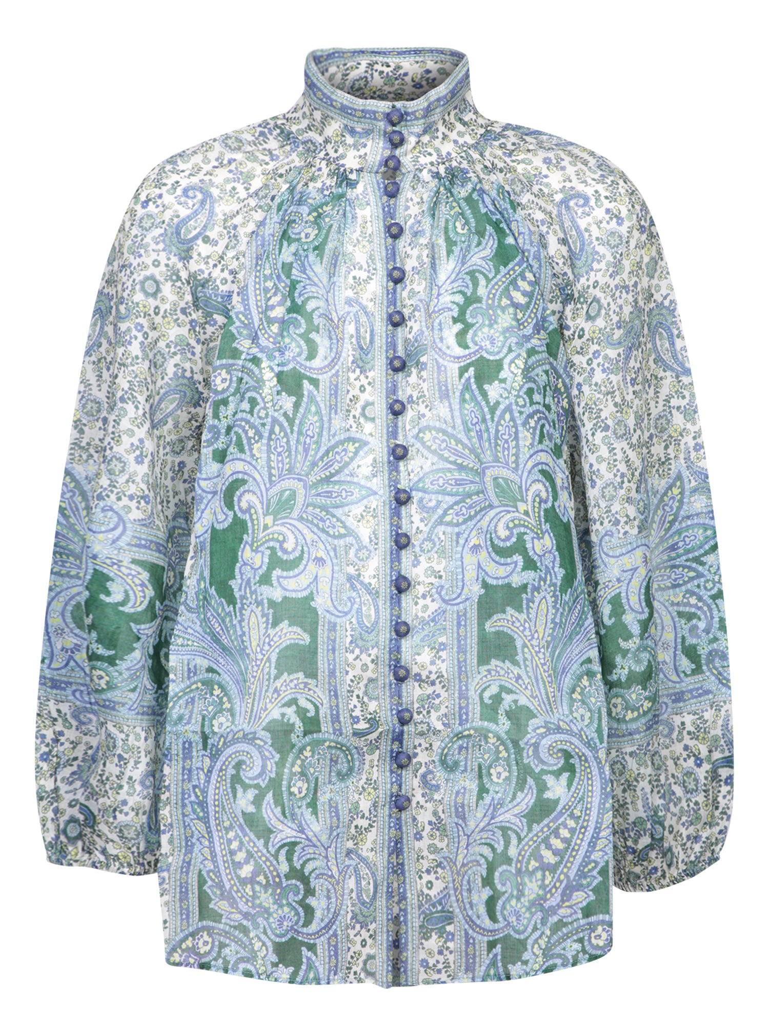 ZIMMERMANN Ottie 빌로우 아쿠아 그린 블라우스