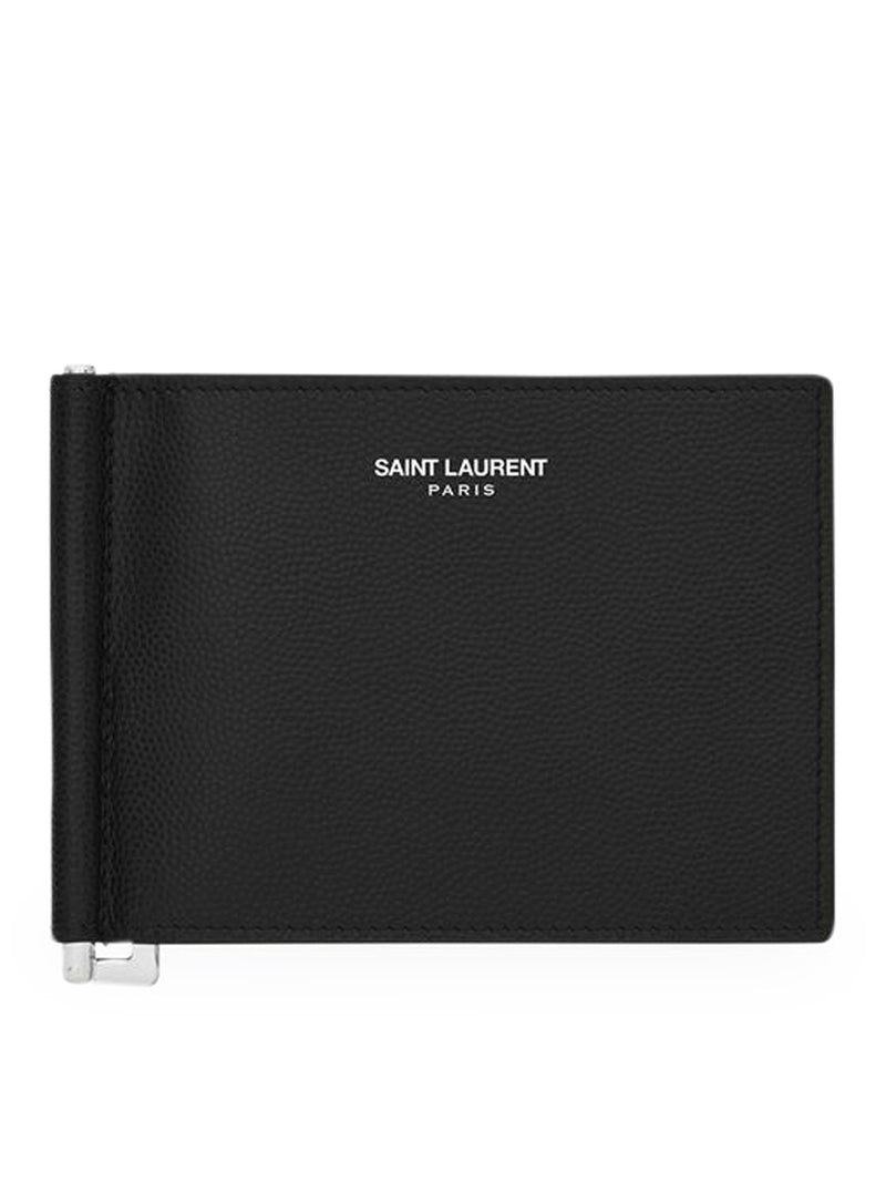 SAINT LAURENT 파리 블랙 텍스쳐 레더 MONEY 클립 지갑