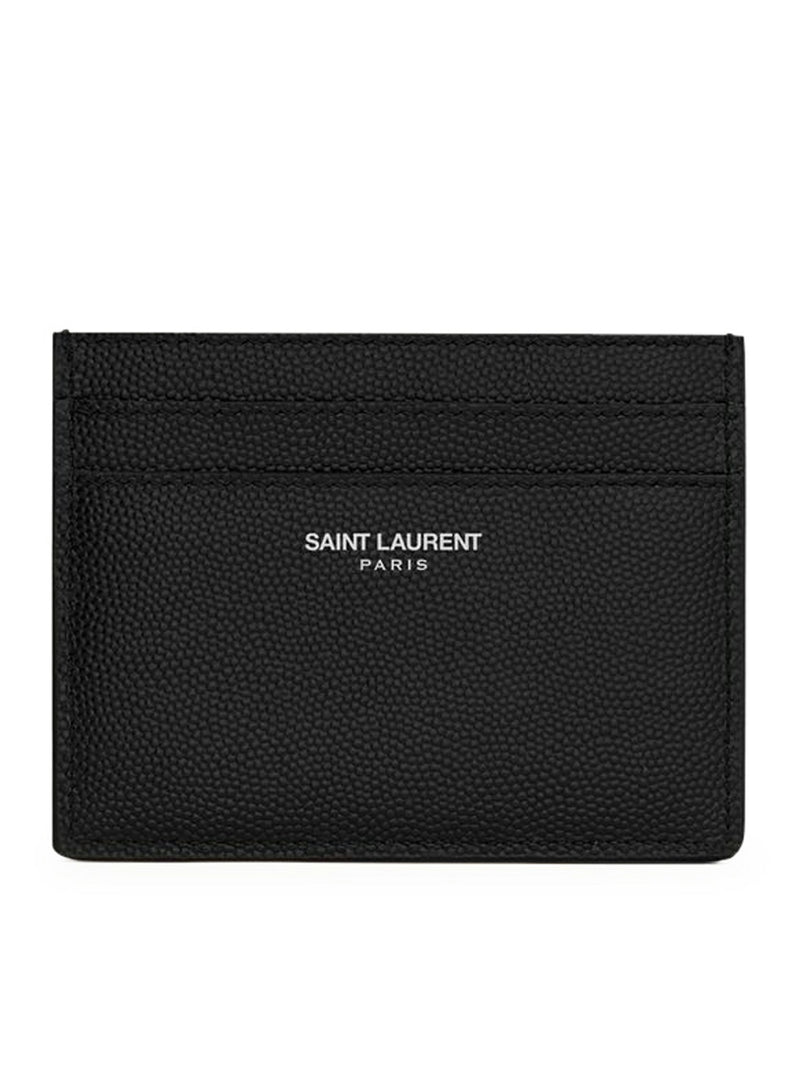 SAINT LAURENT 파리 블랙 텍스쳐 레더 CREDIT 카드 홀더