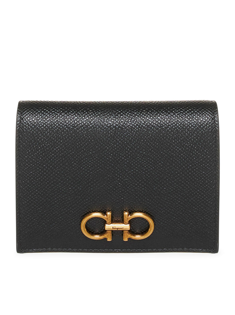 Salvatore Ferragamo 블랙 Grained 레더 지갑