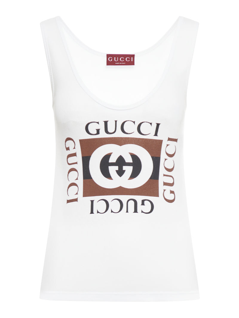 GUCCI 프린트 골지 코튼 탱크탑