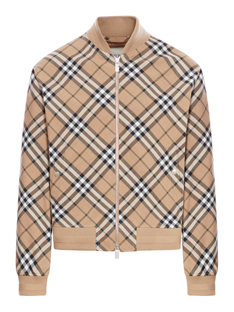 Harrington 자켓 in 울 블렌드 체크