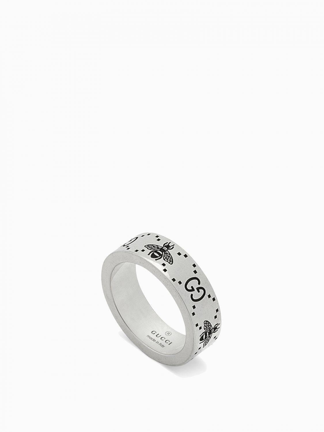 Gucci 반지 in 실버 위드 gg 로고 and bee engravings