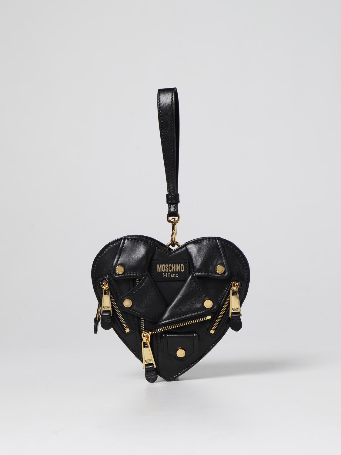 Moschino 꾸뛰르 하트 바이커 나파 레더 백