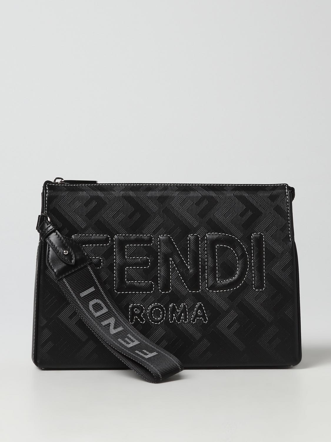 Fendi 레더 클러치 위드 allover ff 모노그램