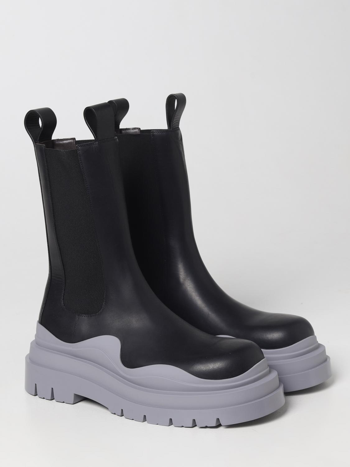 Bottega veneta tire 레더 and 패브릭 앵클 부츠