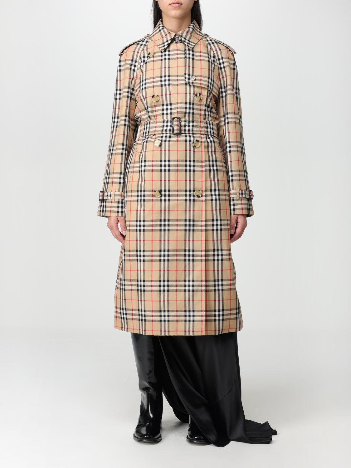 Burberry 트렌치 코트 in 코튼 위드 체크 프린트